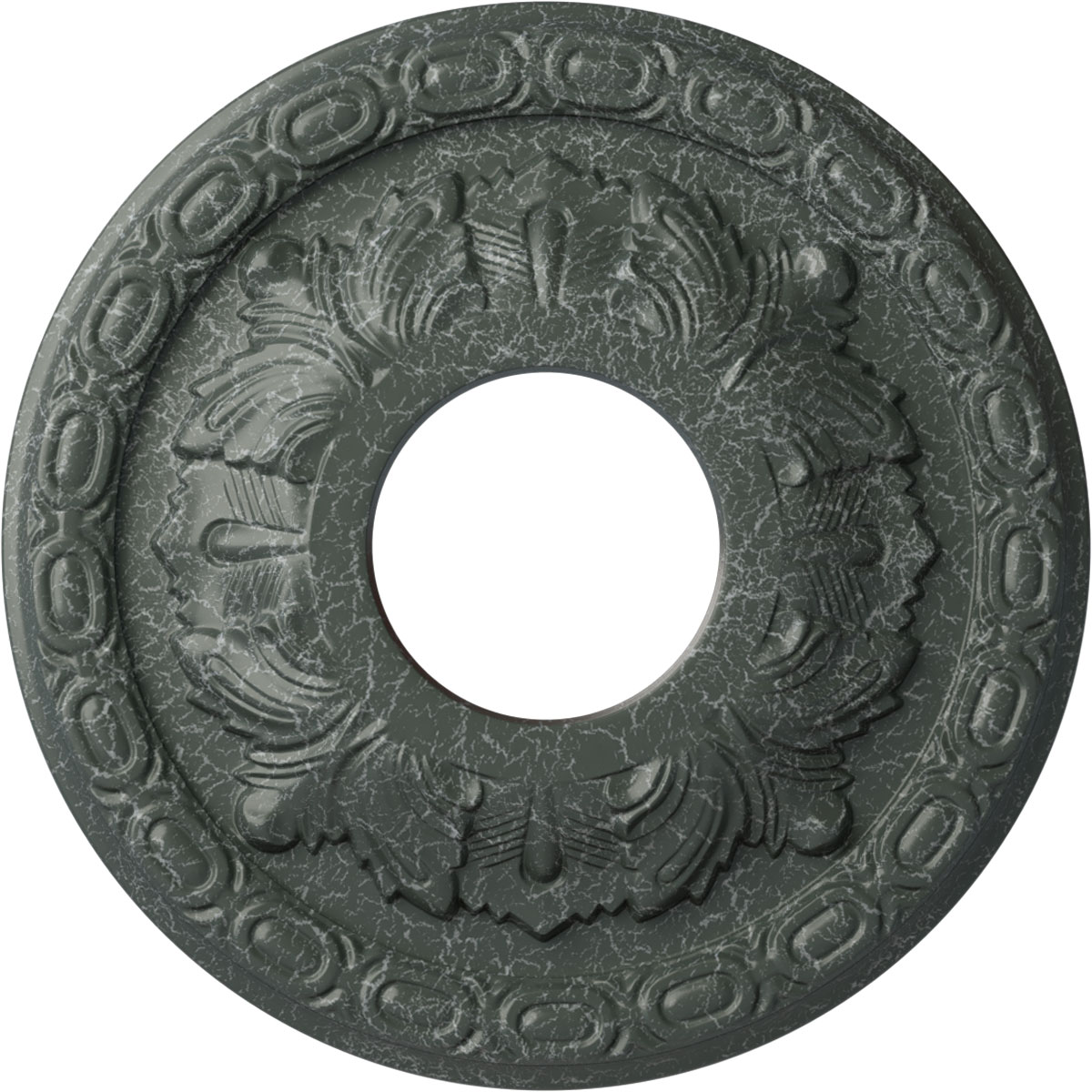 Ekena Millwork CM11LFAGC Leaf 11.375-in W x 11.375-in L Painted Athenian Green Crackle Polyurethane Whole Ceiling Medallion