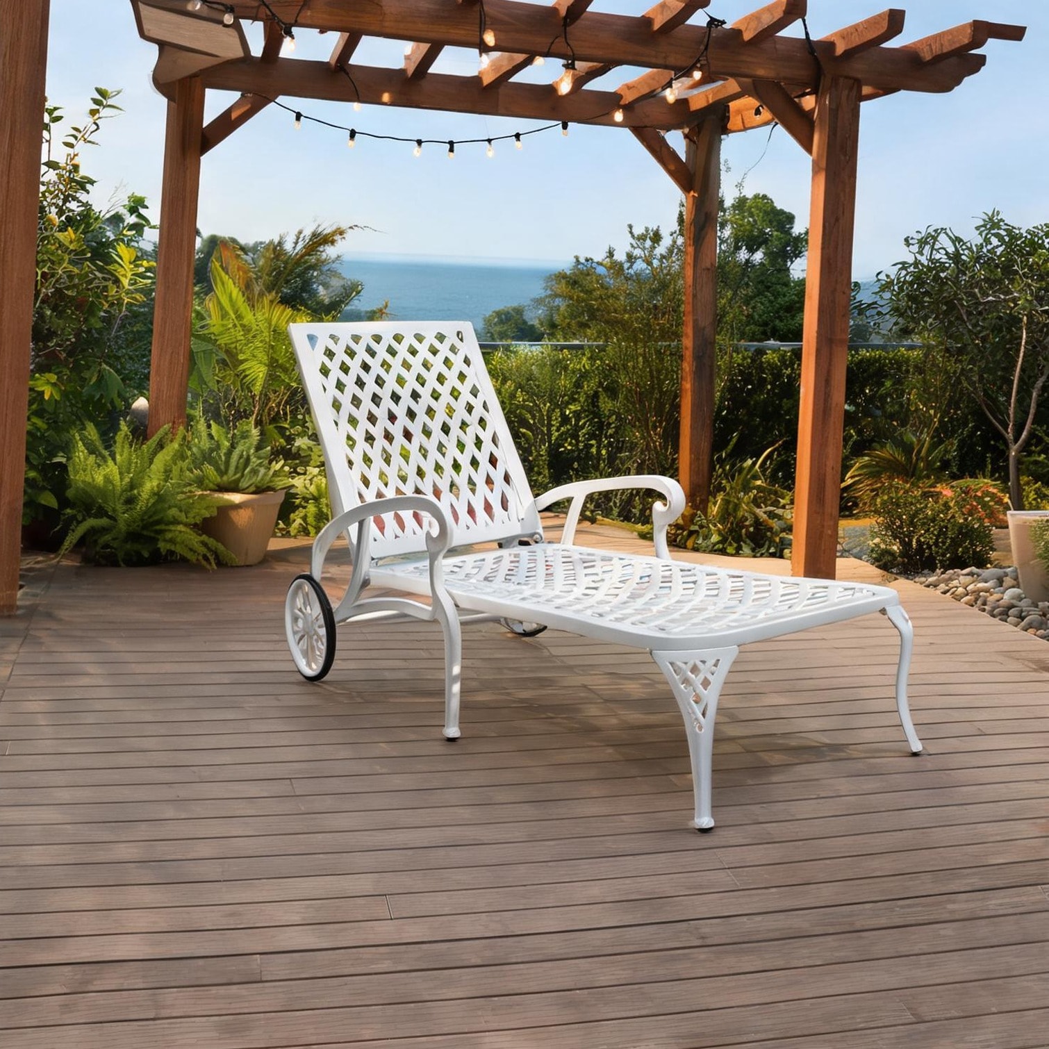 FlowLuxe Patio Seating - Single Cast Aluminum Patio Lounge Chair in ...