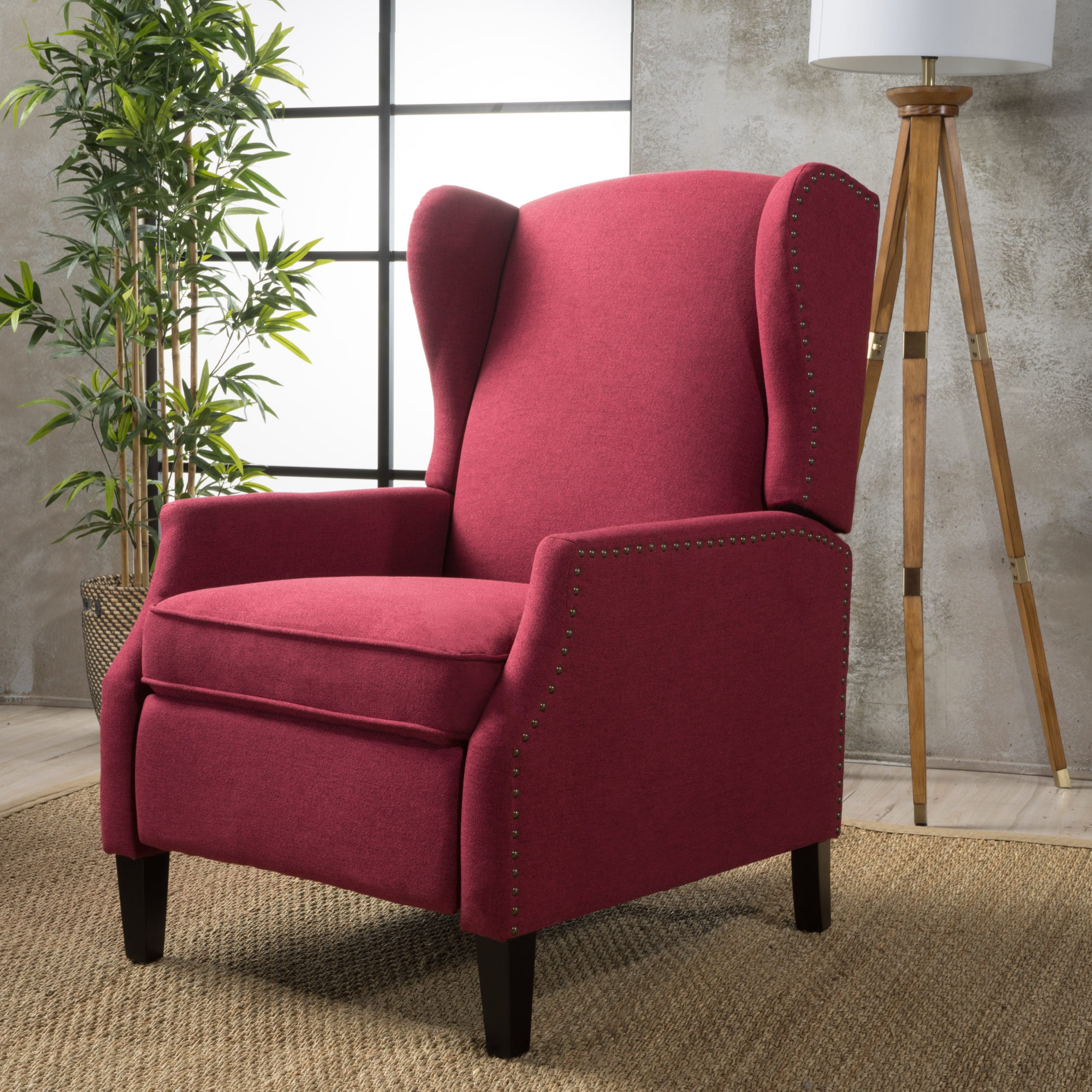 Christopher Knight Home 312277 Landon Contemporary Fabric Pushback Recliner Chair Red