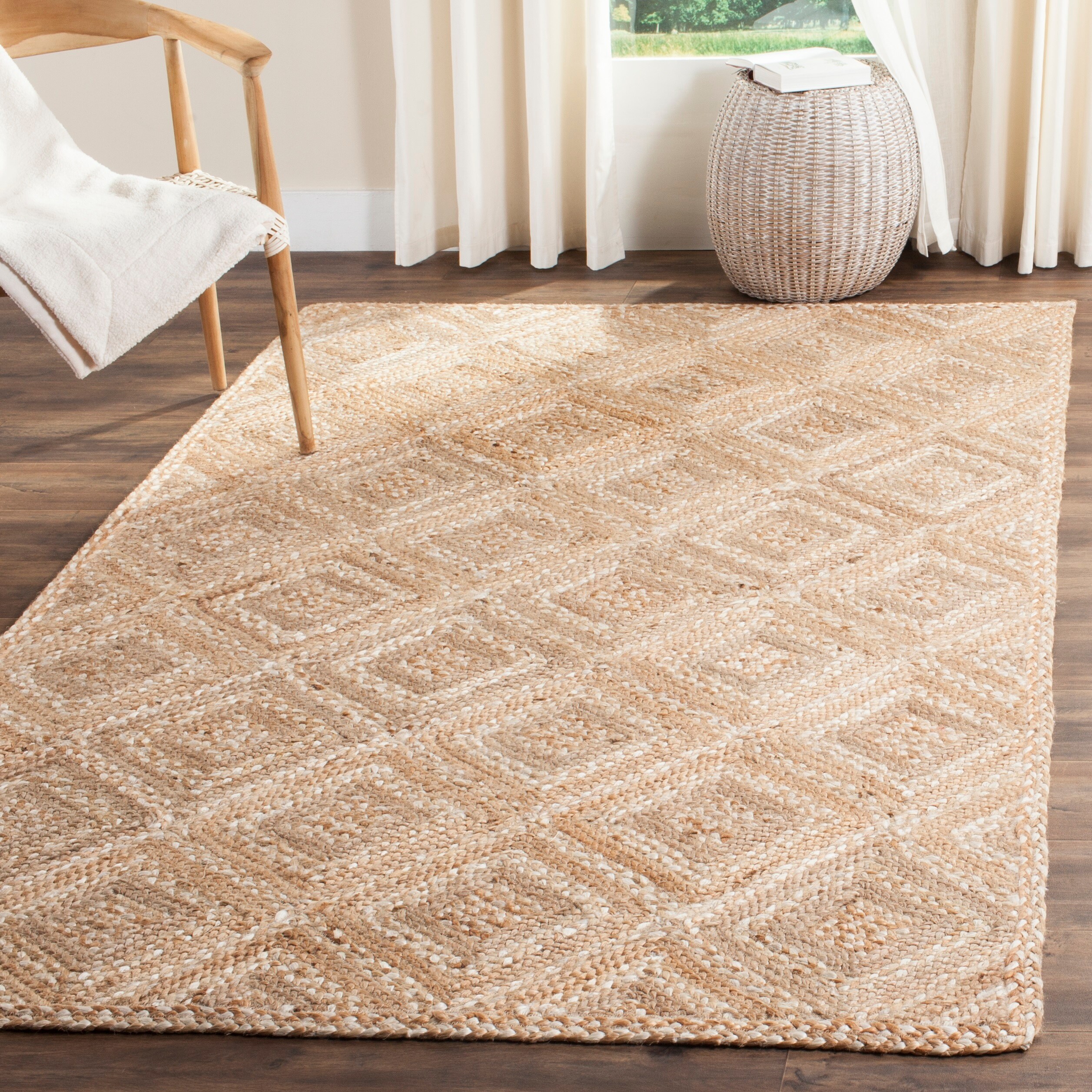 Natural Jute Flatweave Geometric 4' x 6' Area Rug