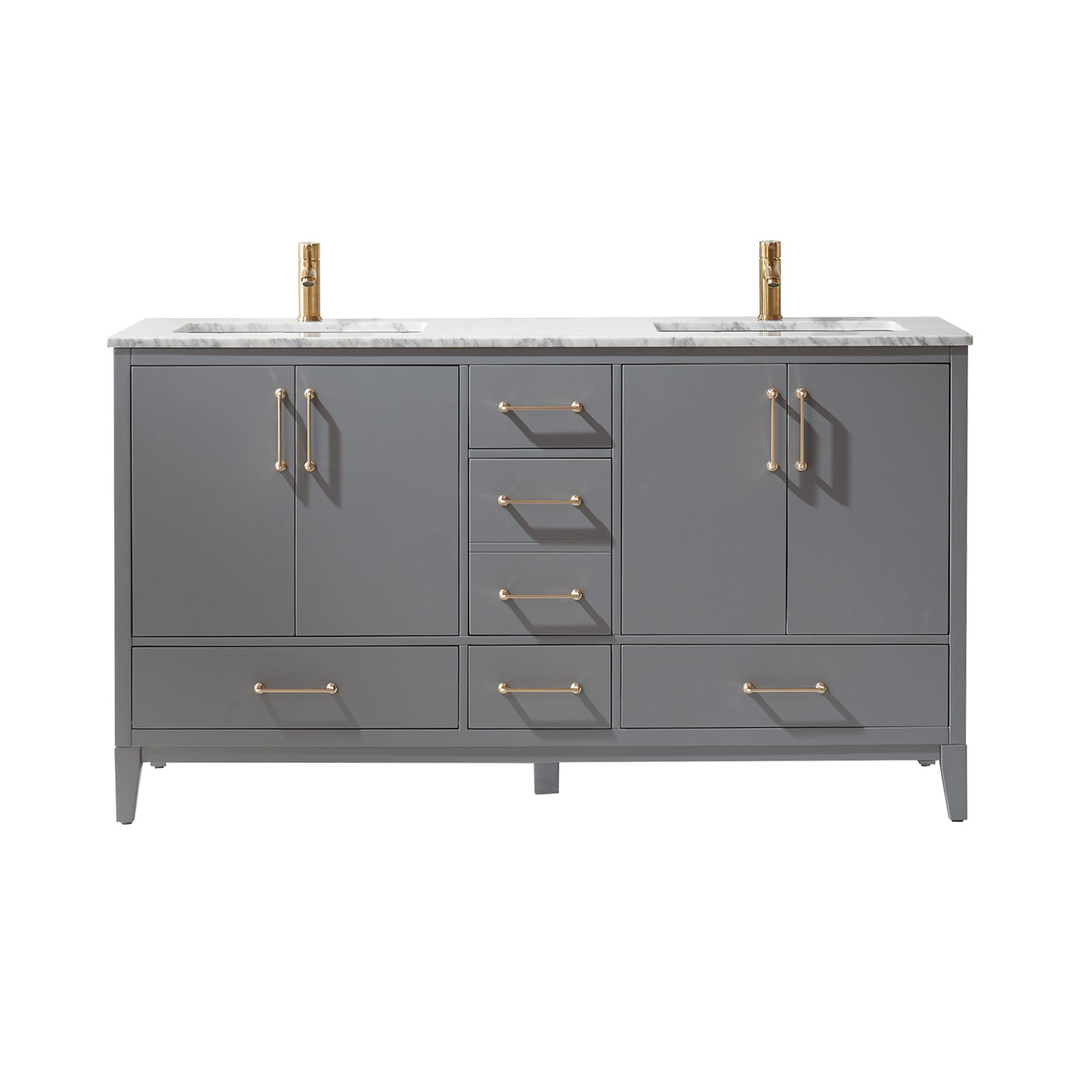 Altair 541060-GR-CA-NM Sutton 60-in Gray Undermount Double Sink Bathroom Vanity with Carrara White Marble Top