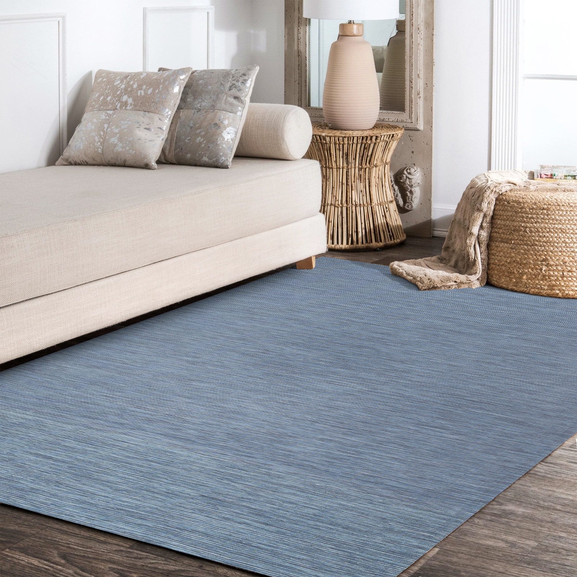 Ethan Blue Flatweave Synthetic 8' x 10' Area Rug