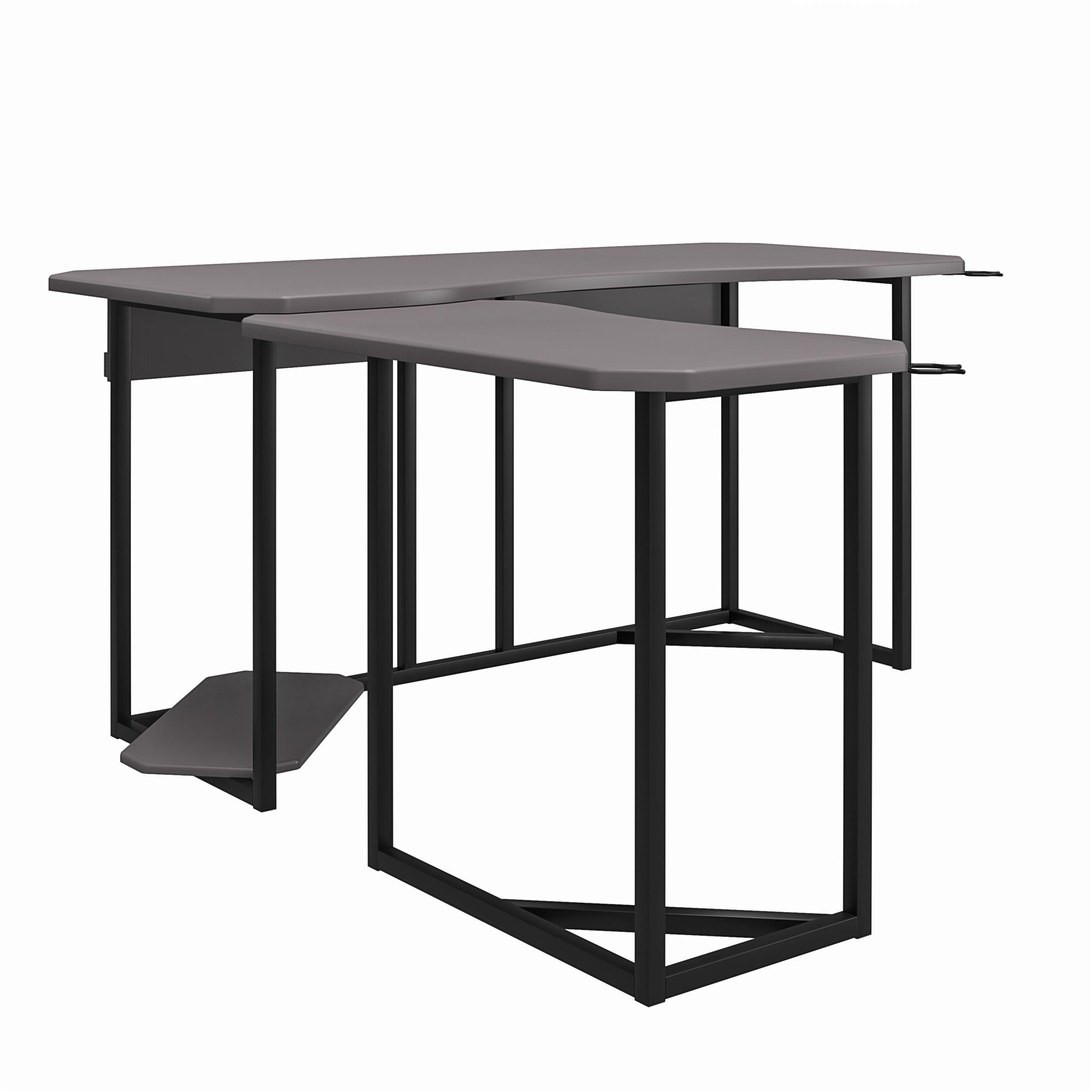Ntense Quest Reversible L-Shape Gaming Desk with XL CPU Stand in Gray