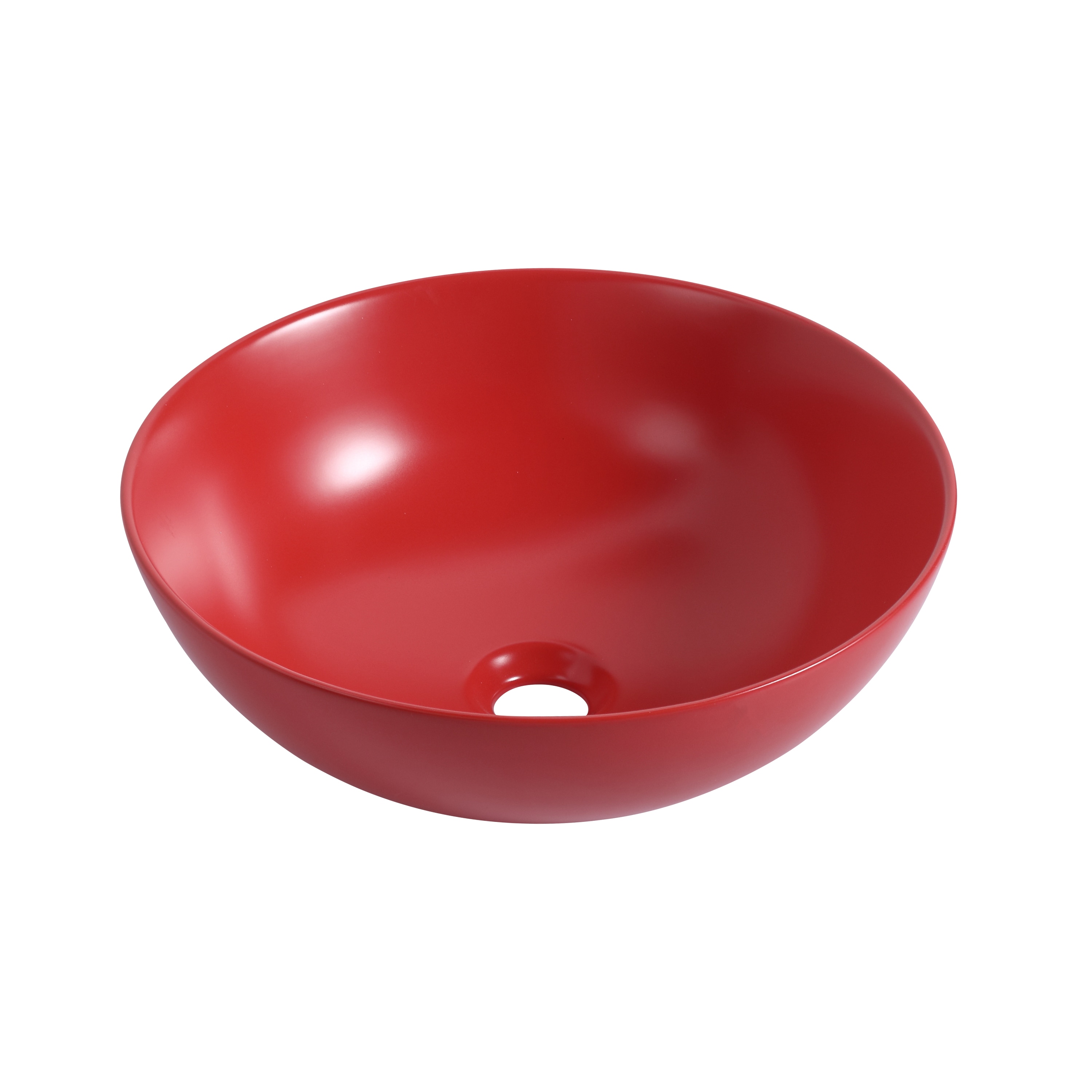 Matte Red 16" Ceramic Round Bathroom Vessel Sink