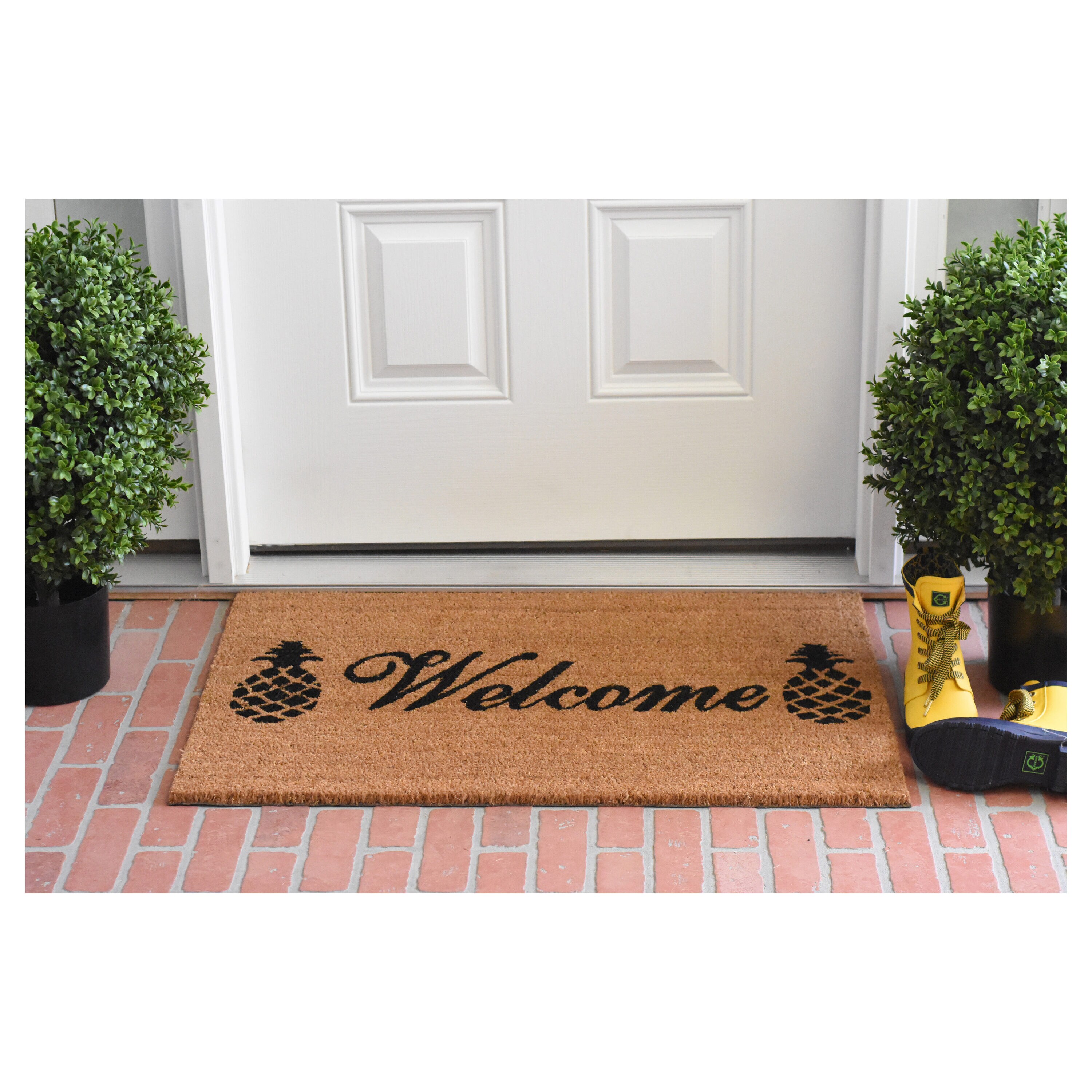Natural Coir Pineapple Outdoor Doormat with Vinyl Backing