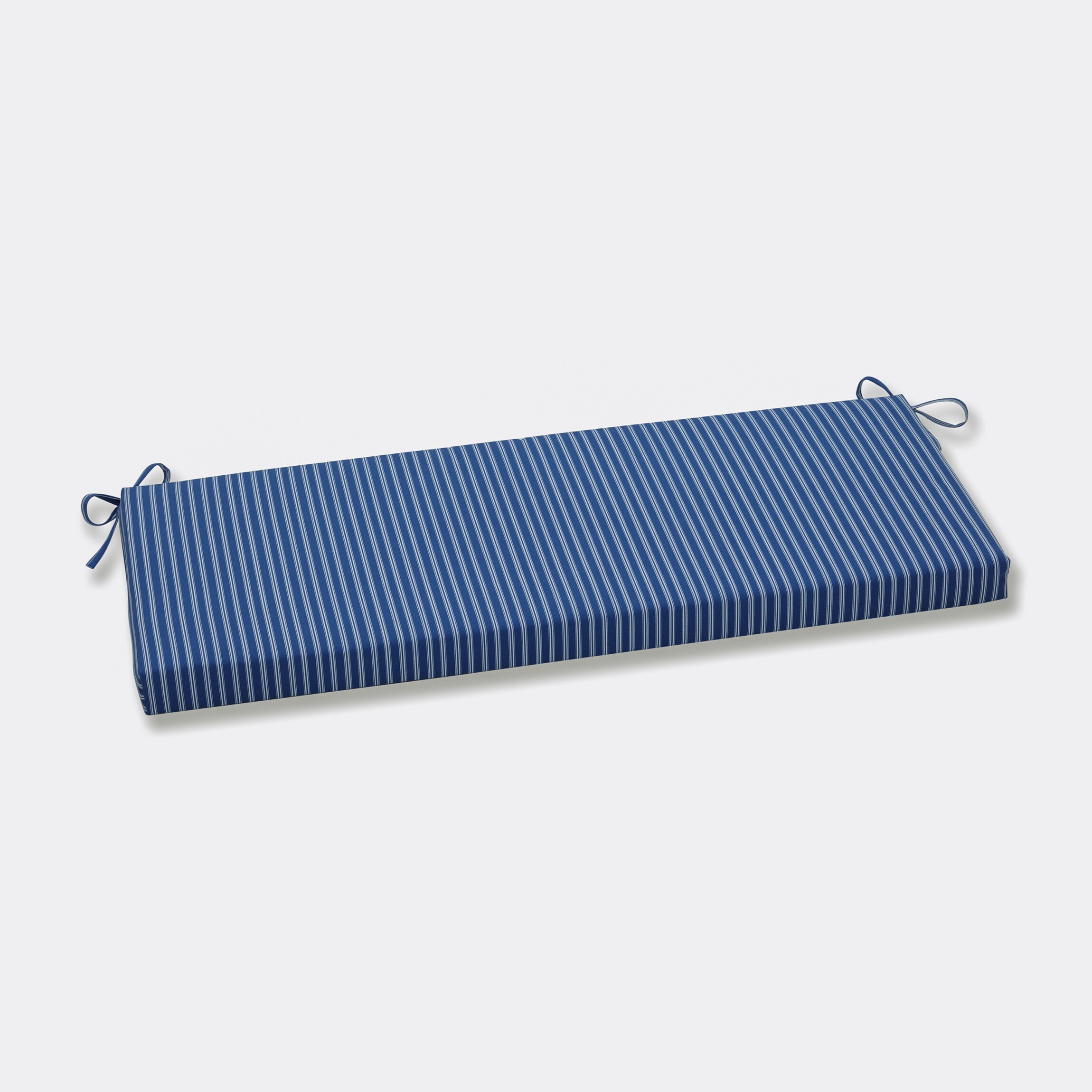 Resort Stripe Blue 45-in x 18-in Blue Patio Bench Cushion