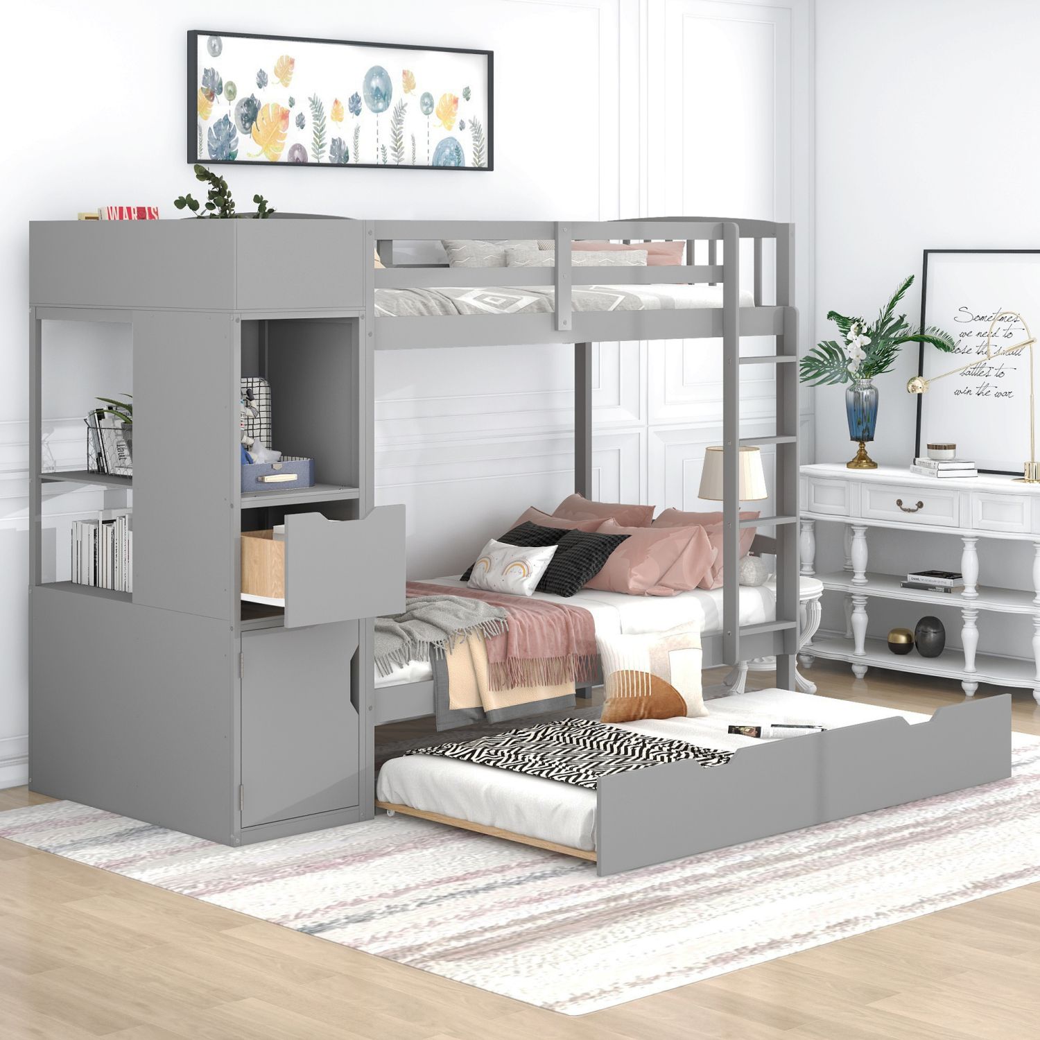 JASMODER GX001604AAE Gray Twin Composite Platform Bed