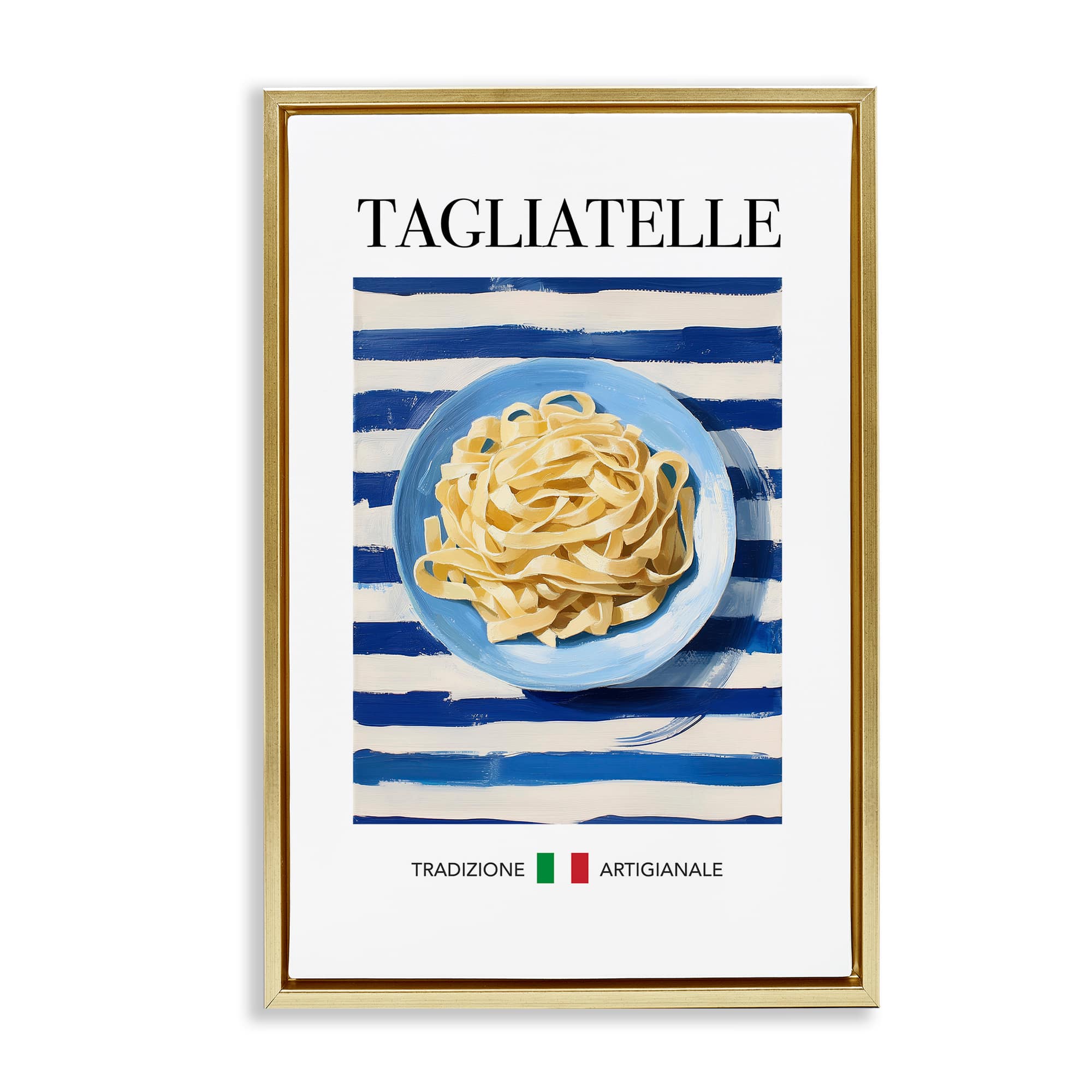 Stupell Industries BT-228-FFG-16X24 Traditional Tagliatelle Pasta Gold Framed Floater Canvas Wall Art By Andreas Magnusson 17 x 25