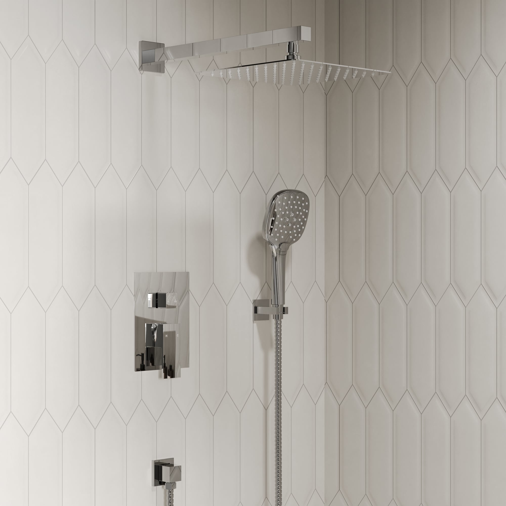 YAWWALK - 10 Inch Rain Shower Head Ultra-Thin Stainless Steel Wall Mount with Pressure Balance Va...