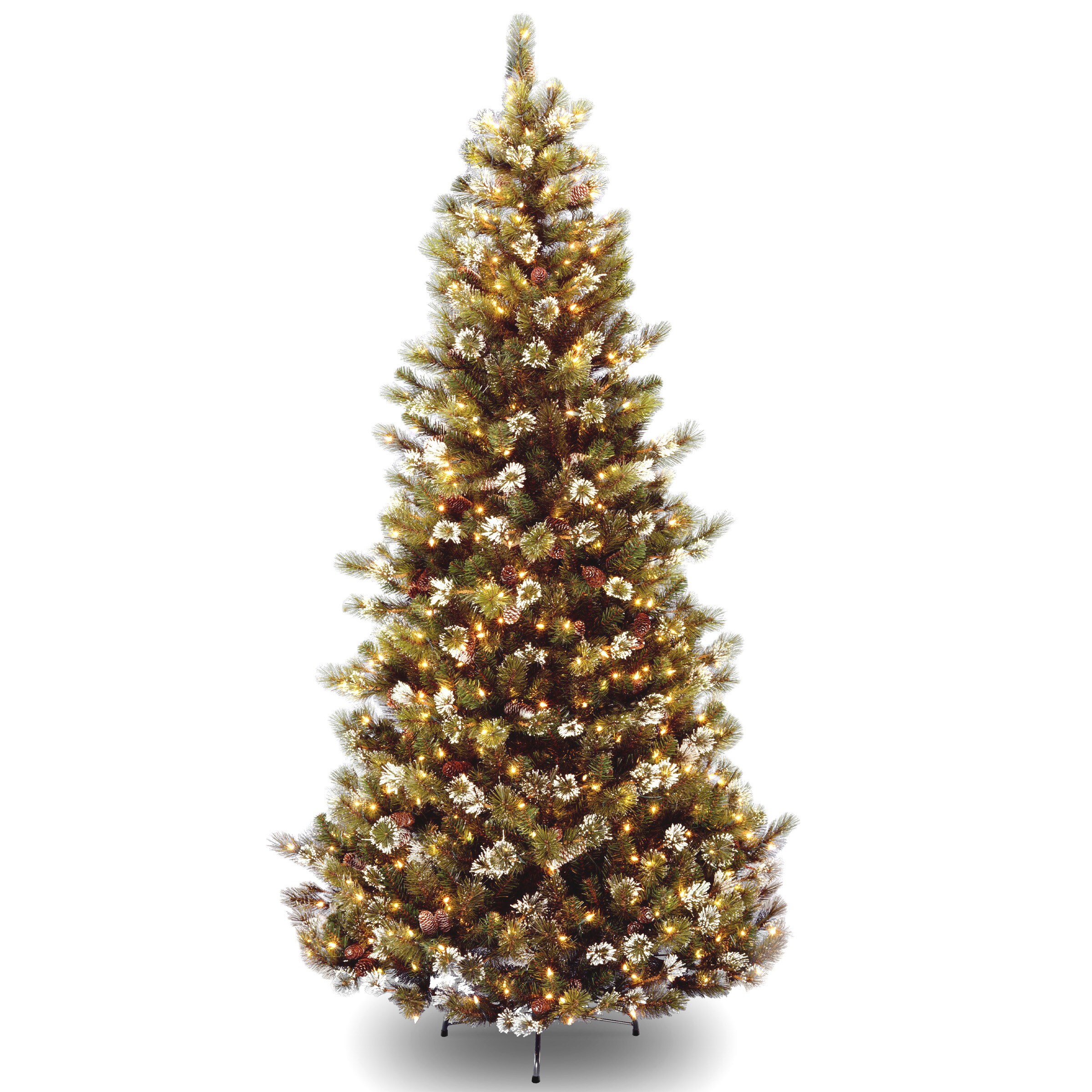National Tree Company GP1-302-75 7.5-ft Pine Pre-lit Flocked Artificial Christmas Tree with White Incandescent Lights