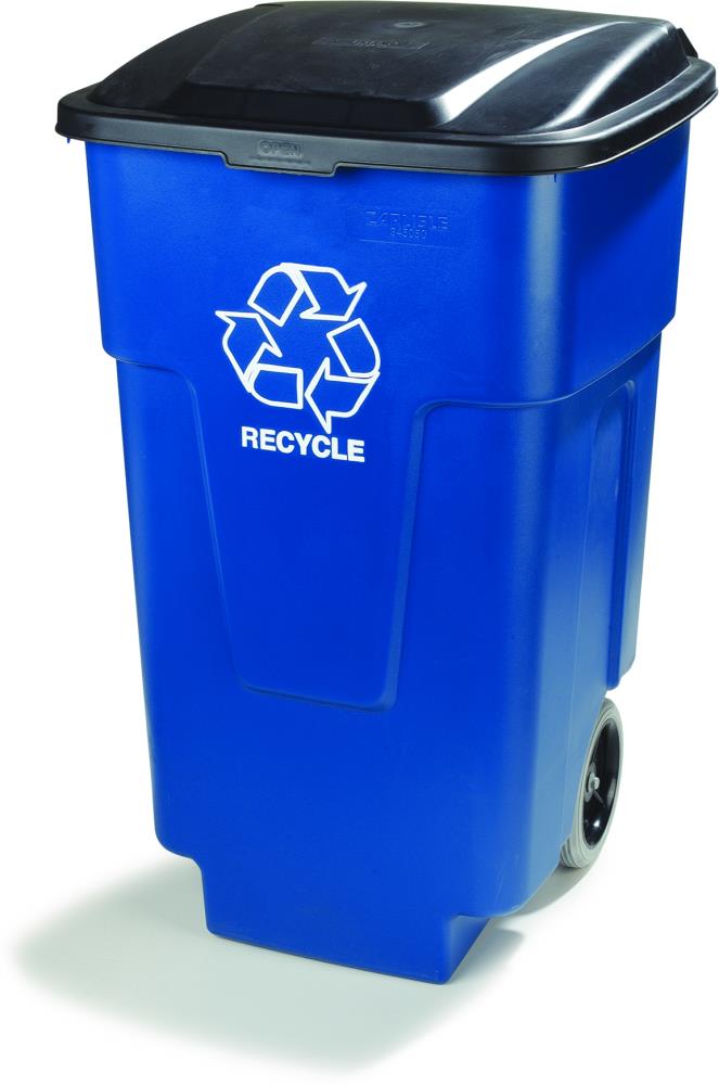 Carlisle Bronco 50-Gallon Blue Plastic Wheeled Trash Can with Lid in ...