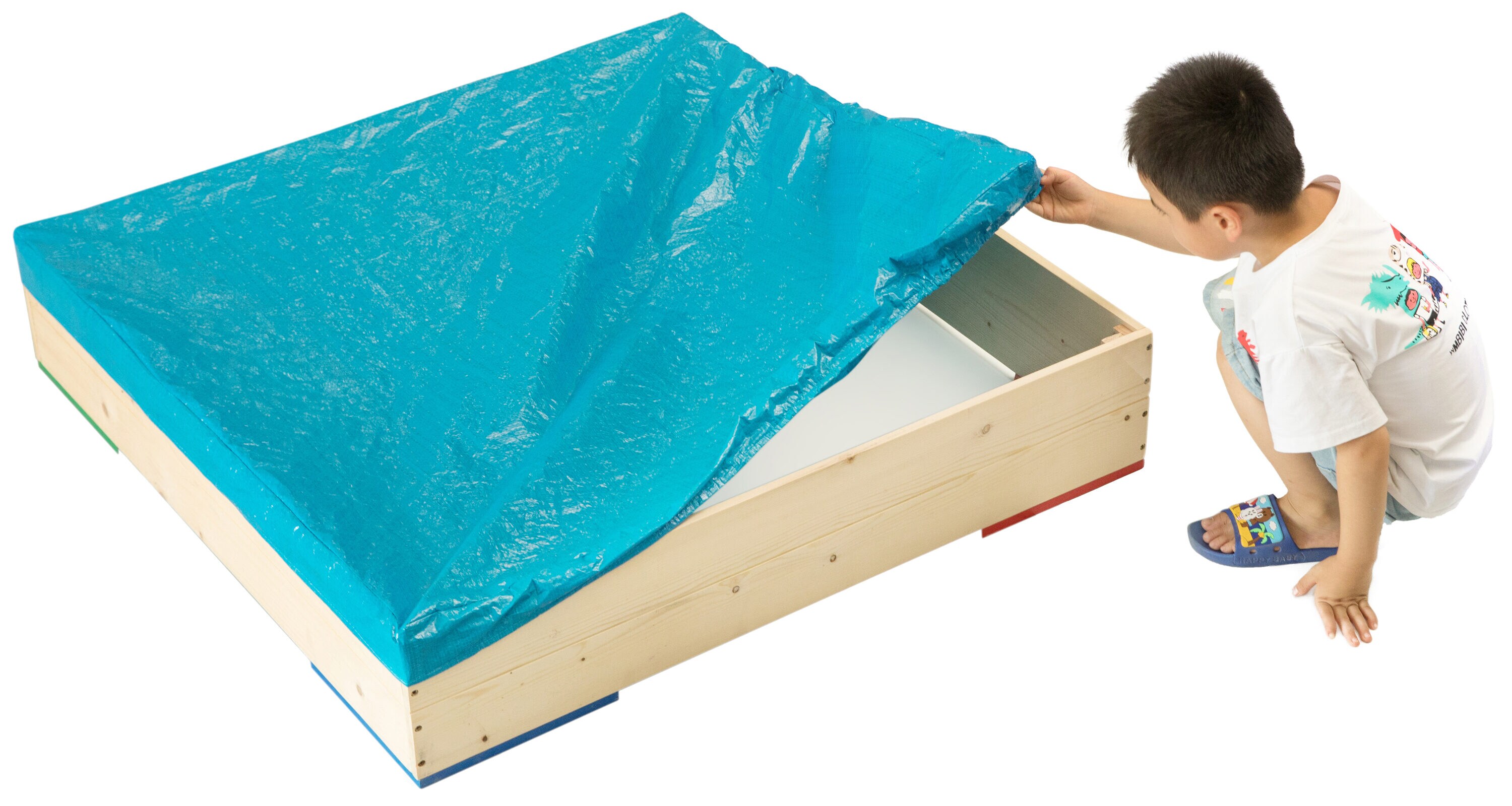 Playberg 40-in x 40-in Brown Square Wood Sandbox in the Sandboxes  department at