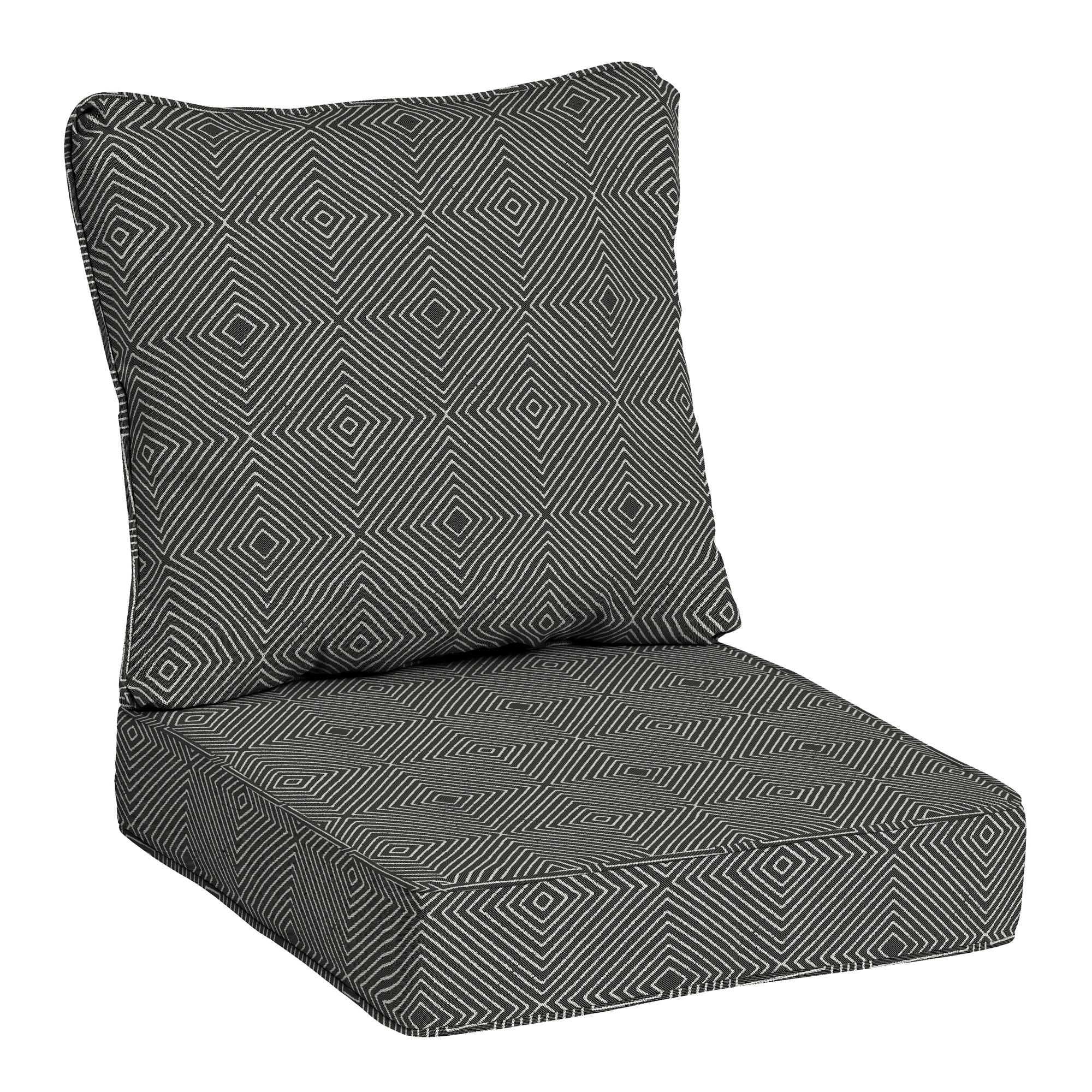 allen roth with STAINMASTER Stainmaster 25 in x 25 in 2 Piece Black Diamond Texture Deep Seat Patio Chair Cushion in the Patio Furniture Cushions department at Lowes