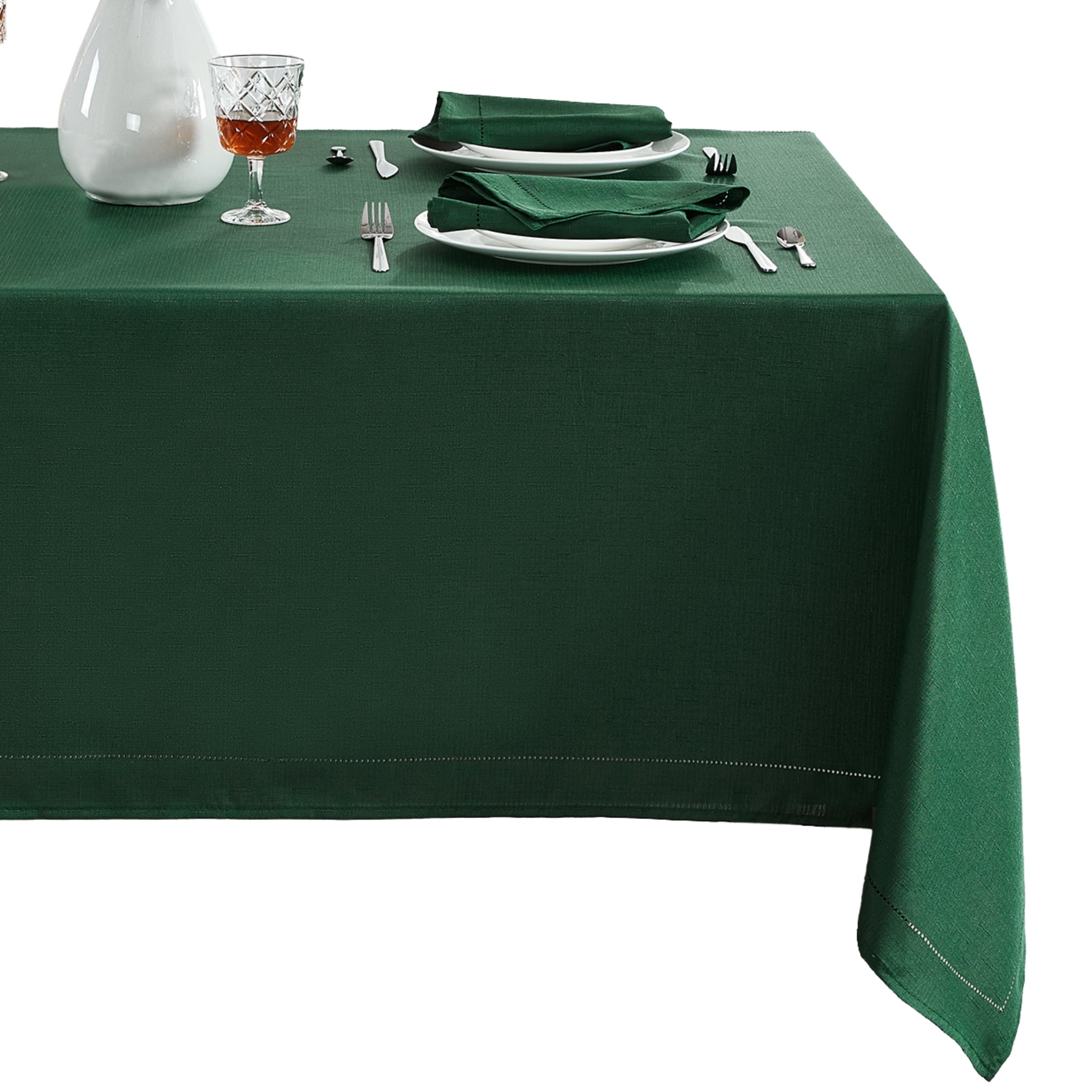 Elrene Home Fashions 194590160883 Alison Eyelet Punched Border 52"x70" Indoor Forest Table Cover for 5-ft rectangle