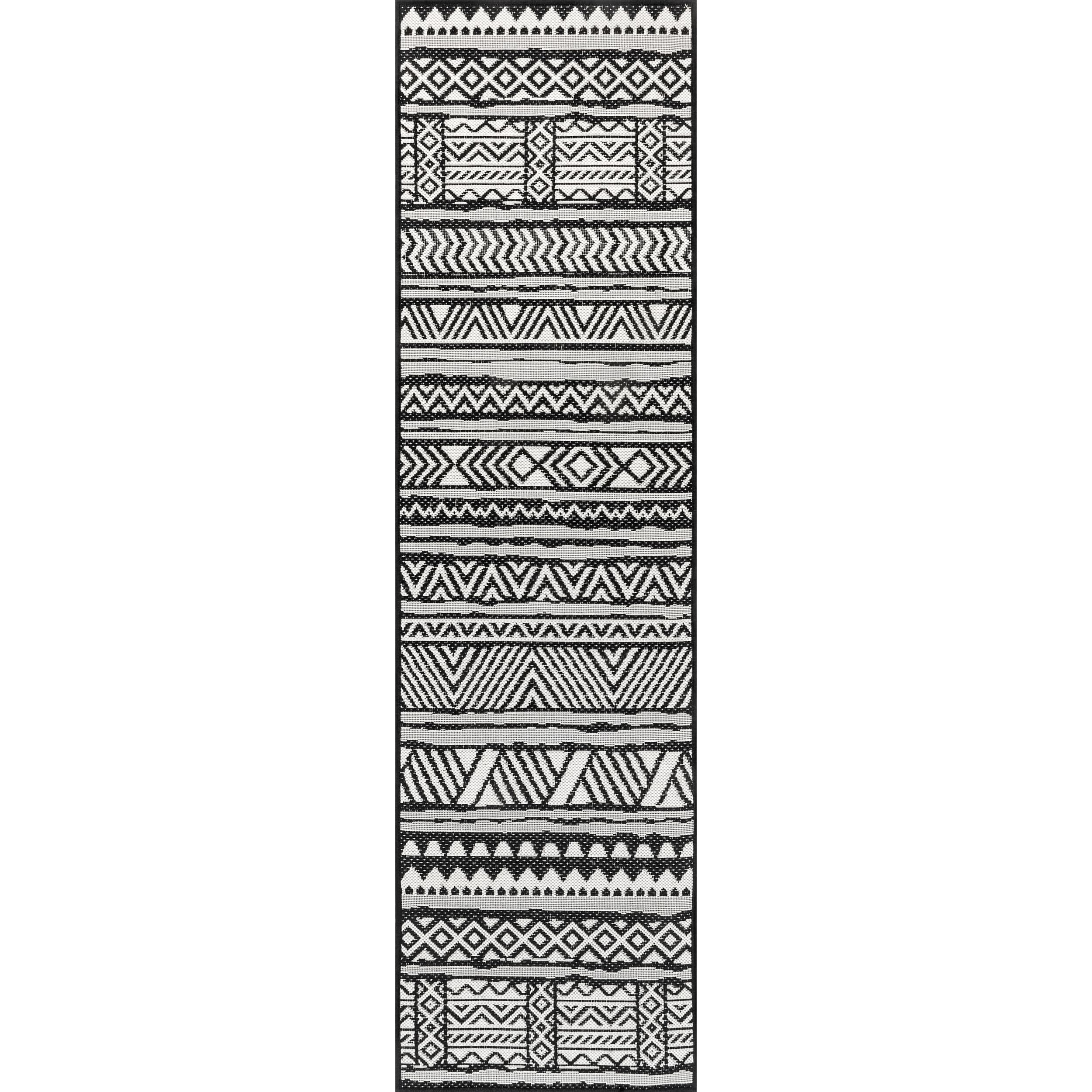 nuLOOM GBCB34B-208 Cabana 2 x 8 (ft) Loomed Synthetic Black Rectangular Indoor/Outdoor Geometric Runner rug