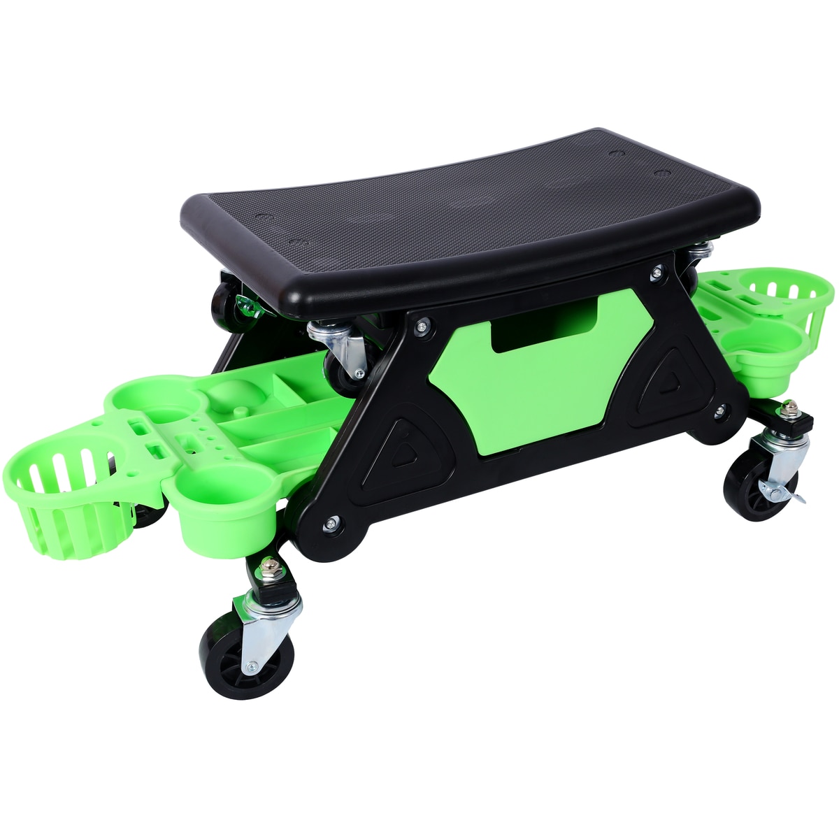 Loheer 34.2 In Rolling Detailing Creeper Seat with Removable Tool Trays and Drawer300-lb Capacity Heavy Duty Mechanic Stool with Wheels for Garage and Home Use #W465P204937