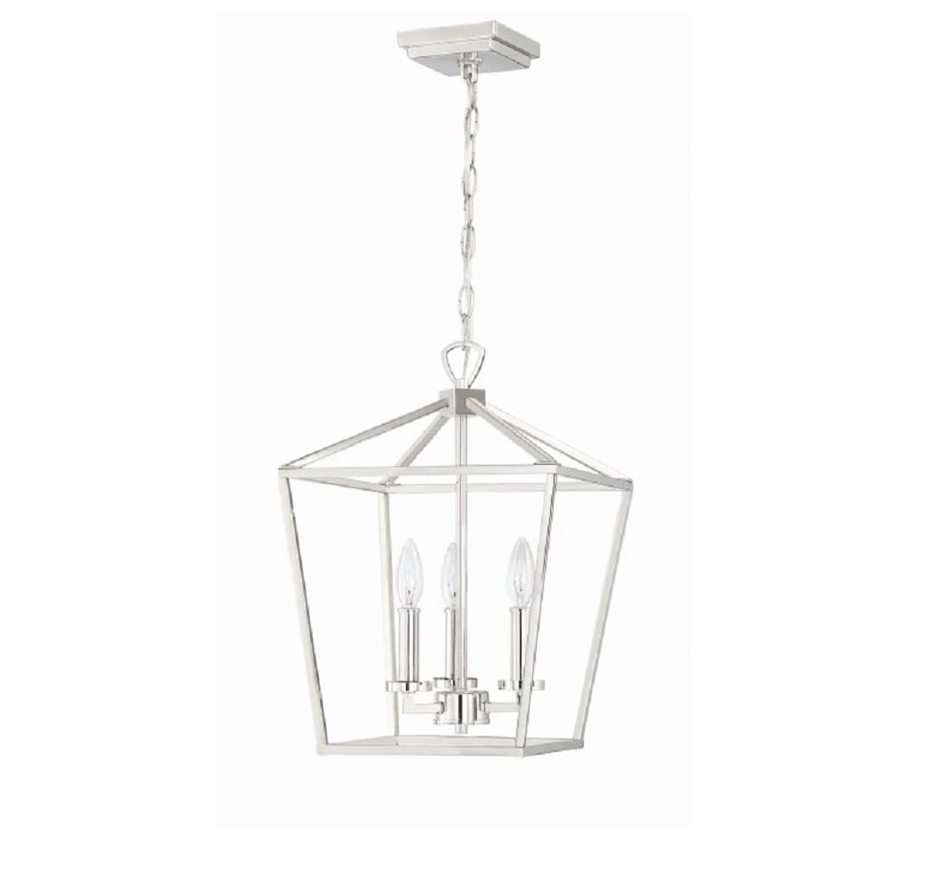Signature Hardware 440558 Hillpoint 3-Light Polished Nickel Transitional Geometric Medium Hanging Pendant Light