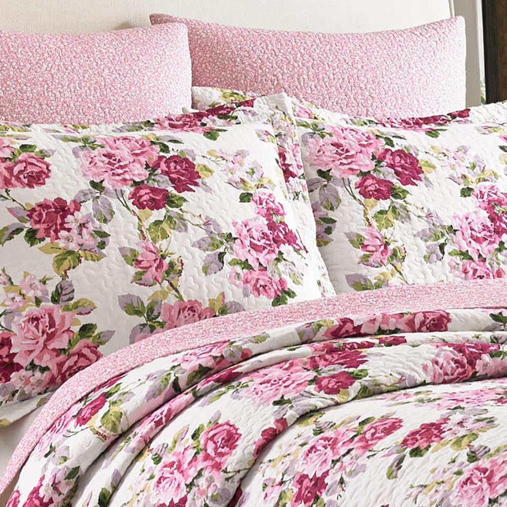 Laura Ashley Lidia 2-Piece Multi Pink Twin Quilt Set in the