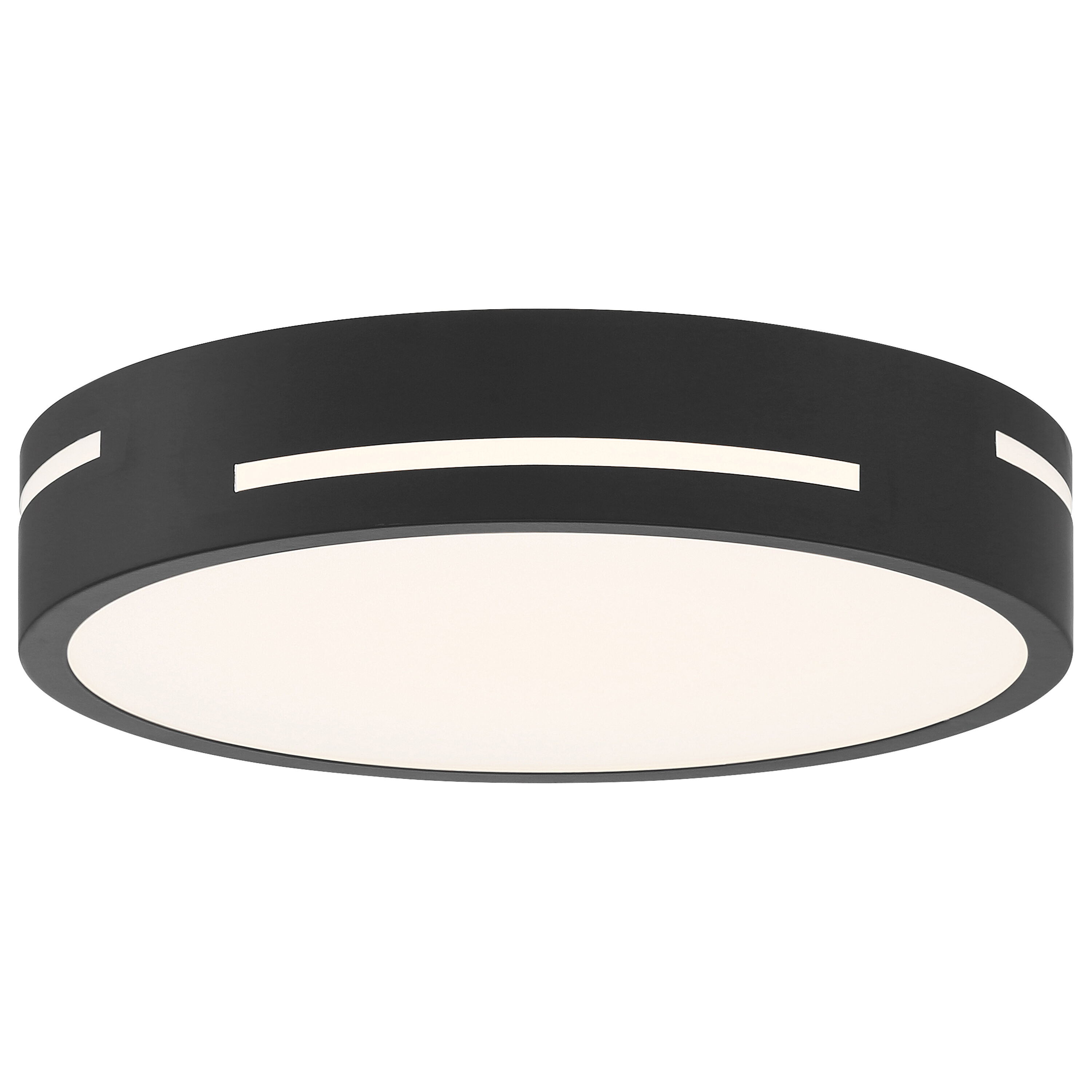 Matte Black Glass LED Drum Flush Mount Light