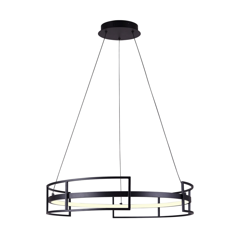 Canarm LCH231A24BK AMORA 1 -Light Matte Black Modern/contemporary For Use in Dining Rooms, Kitchens, Living Rooms Chandelier