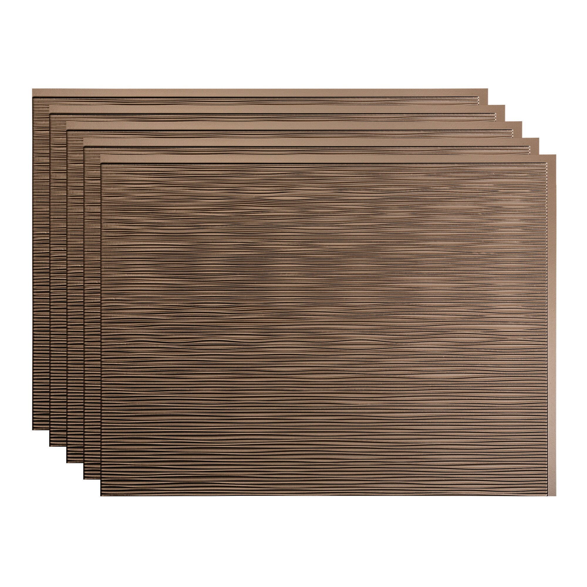 Fasade PB6228 Ripple 18.25-in x 24.25-in Vinyl Argent Bronze Backsplash Panels 5.0 -Pack