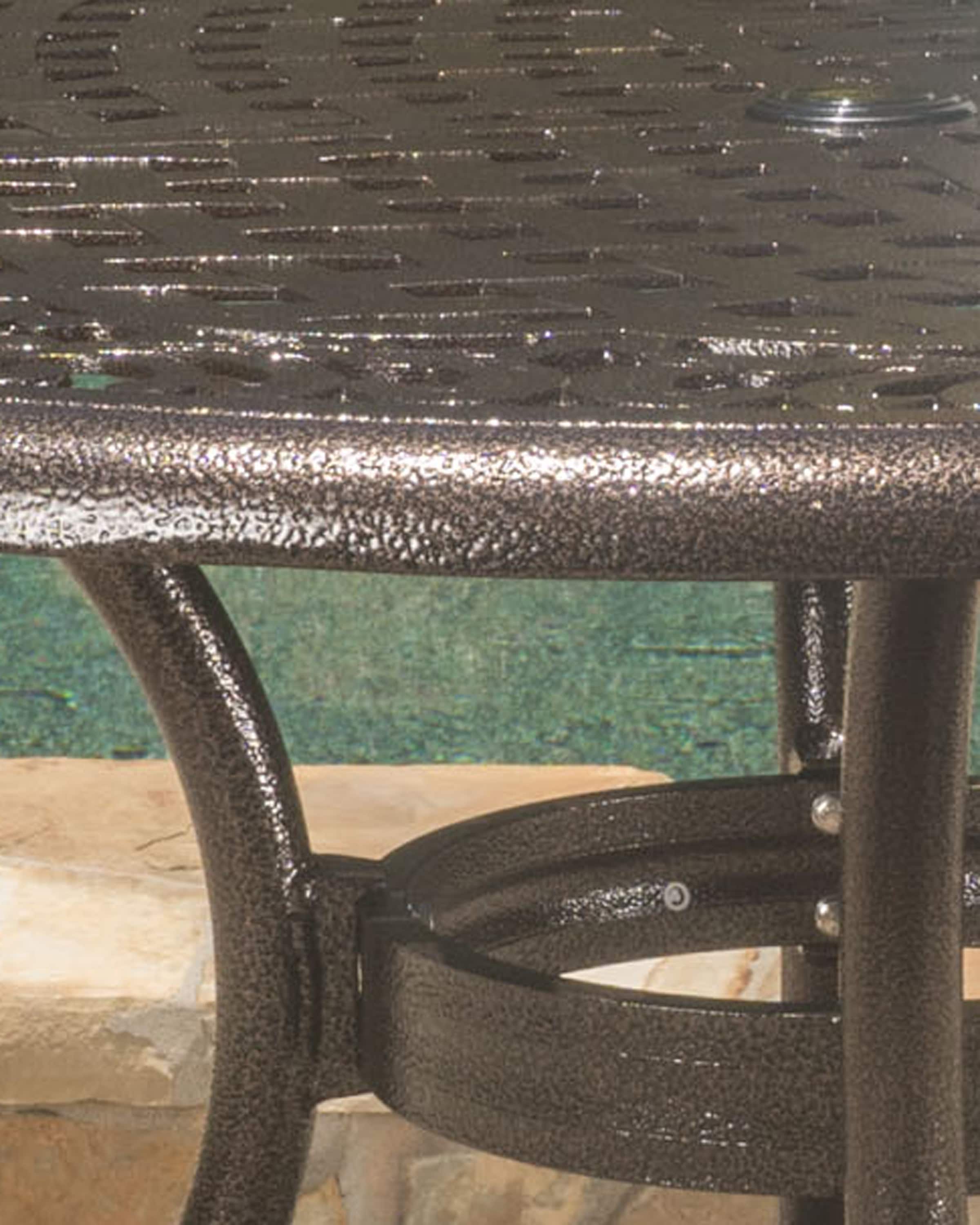 Hammered Bronze Round Cast Aluminum Outdoor Dining Table