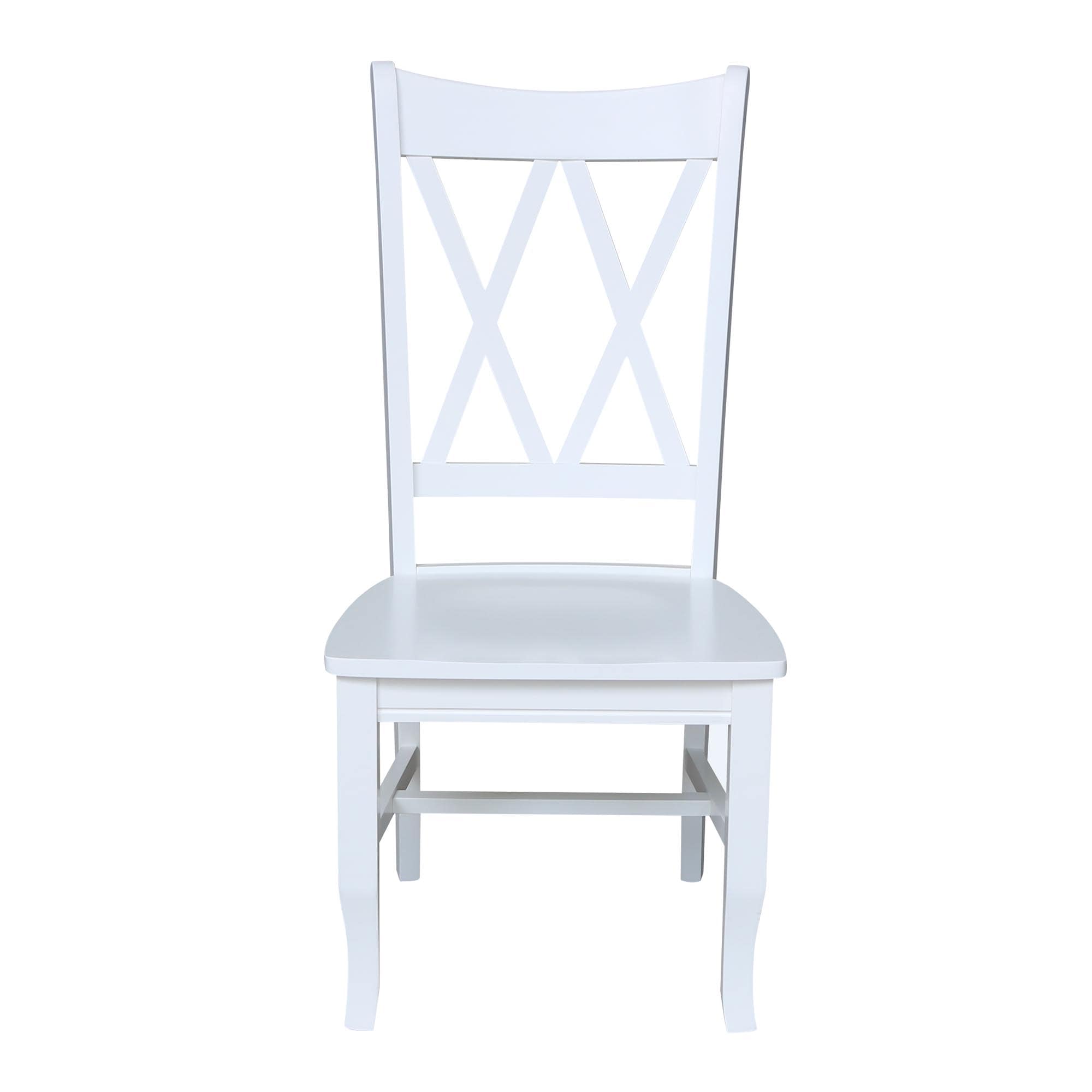 White High Cross Back Wood Side Chair Set