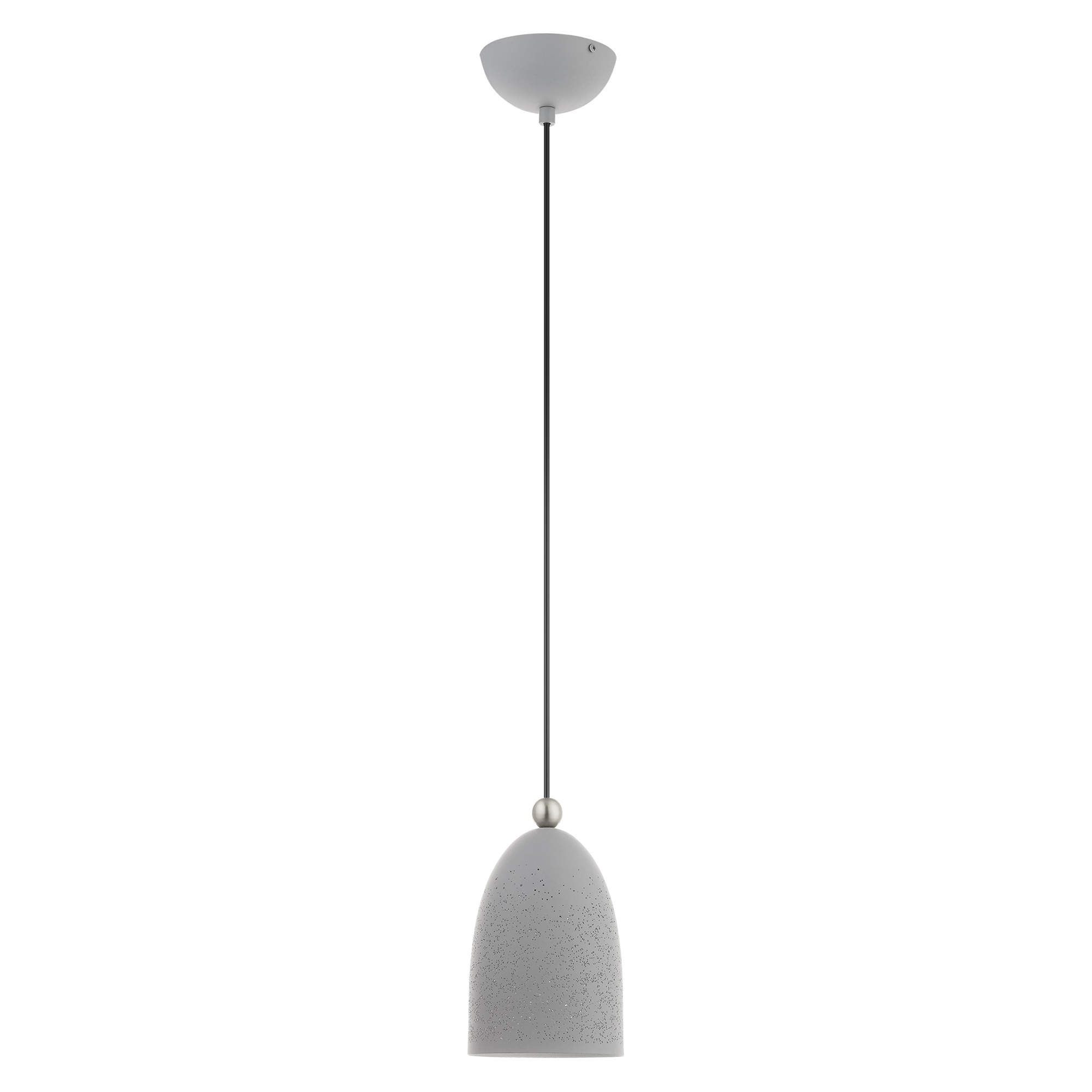 Livex Lighting 49107-80 Arlington 1 -Light Nordic Gray with Brushed Nickel Accents Modern/contemporary Dome Mini Hanging Pendant light