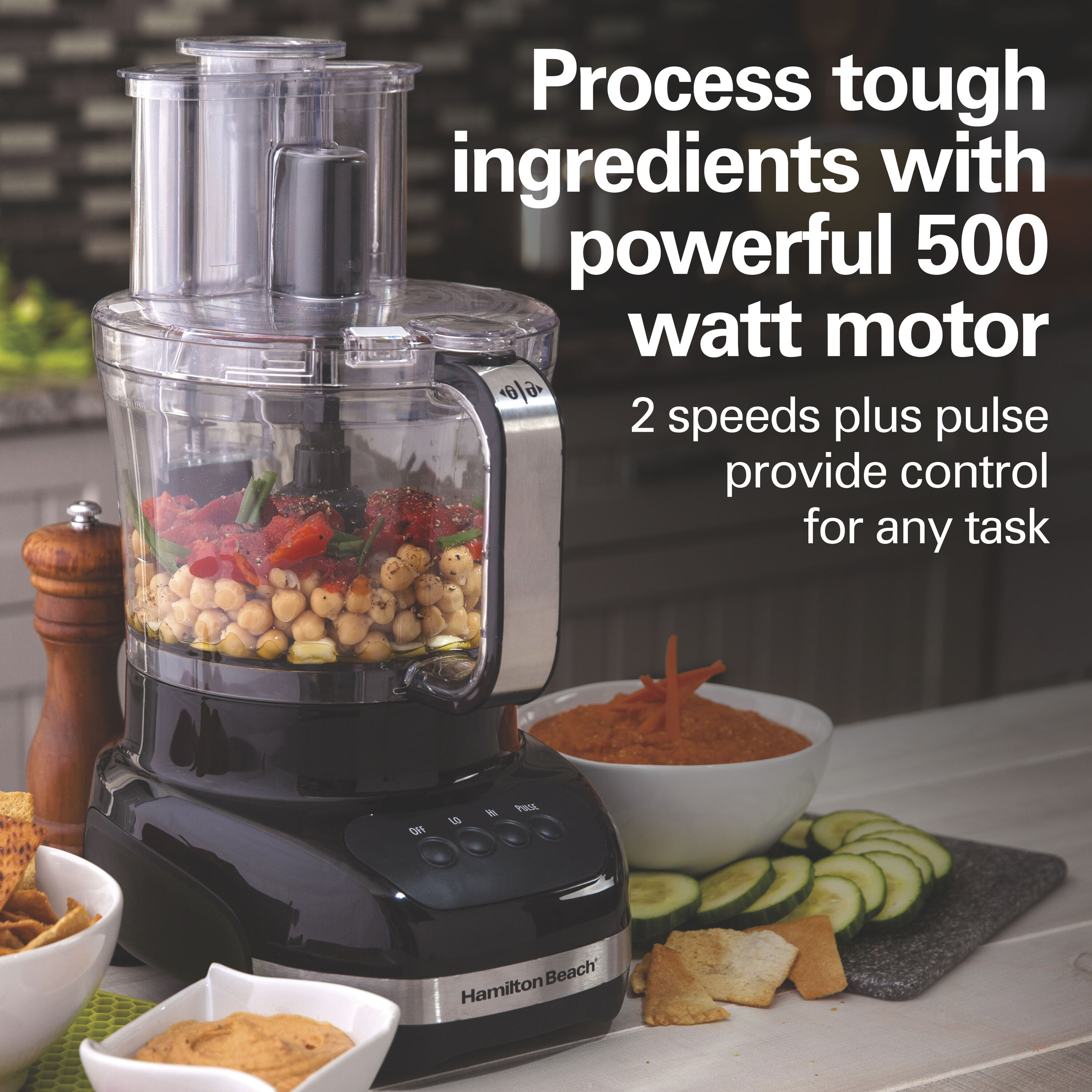 Hamilton Beach Black 12-Cup Food Processor with Mini Bowl