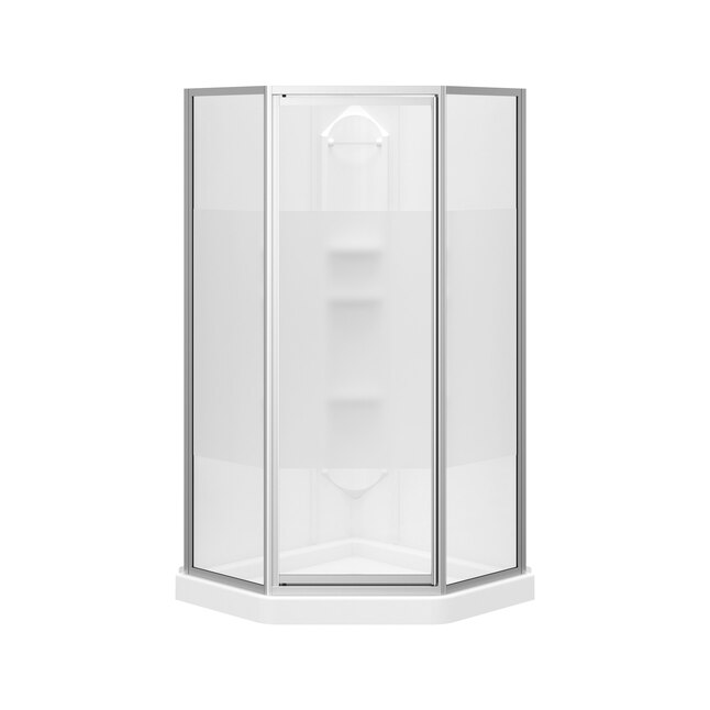 Corner Shower Kit Center Drain, Wall 038 Display Shelves With Glass Doors