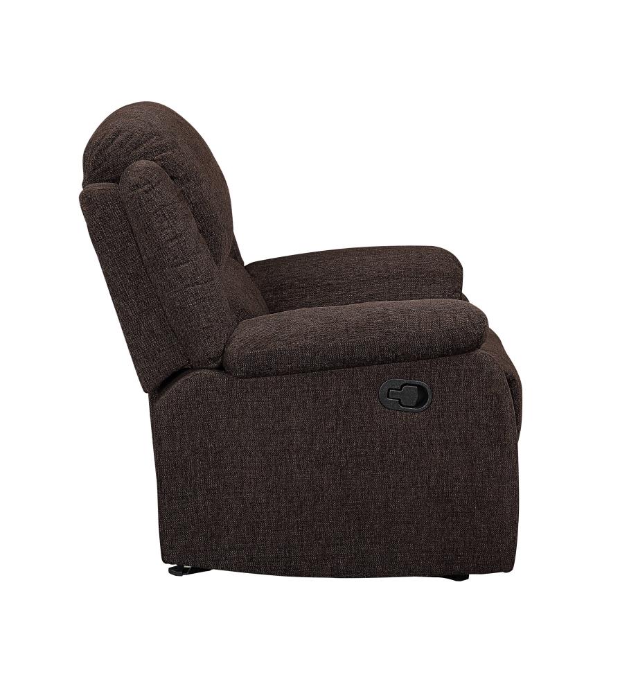 Kalen 78'' Velvety Brown Chenille Reclining Sofa with Cup Holders