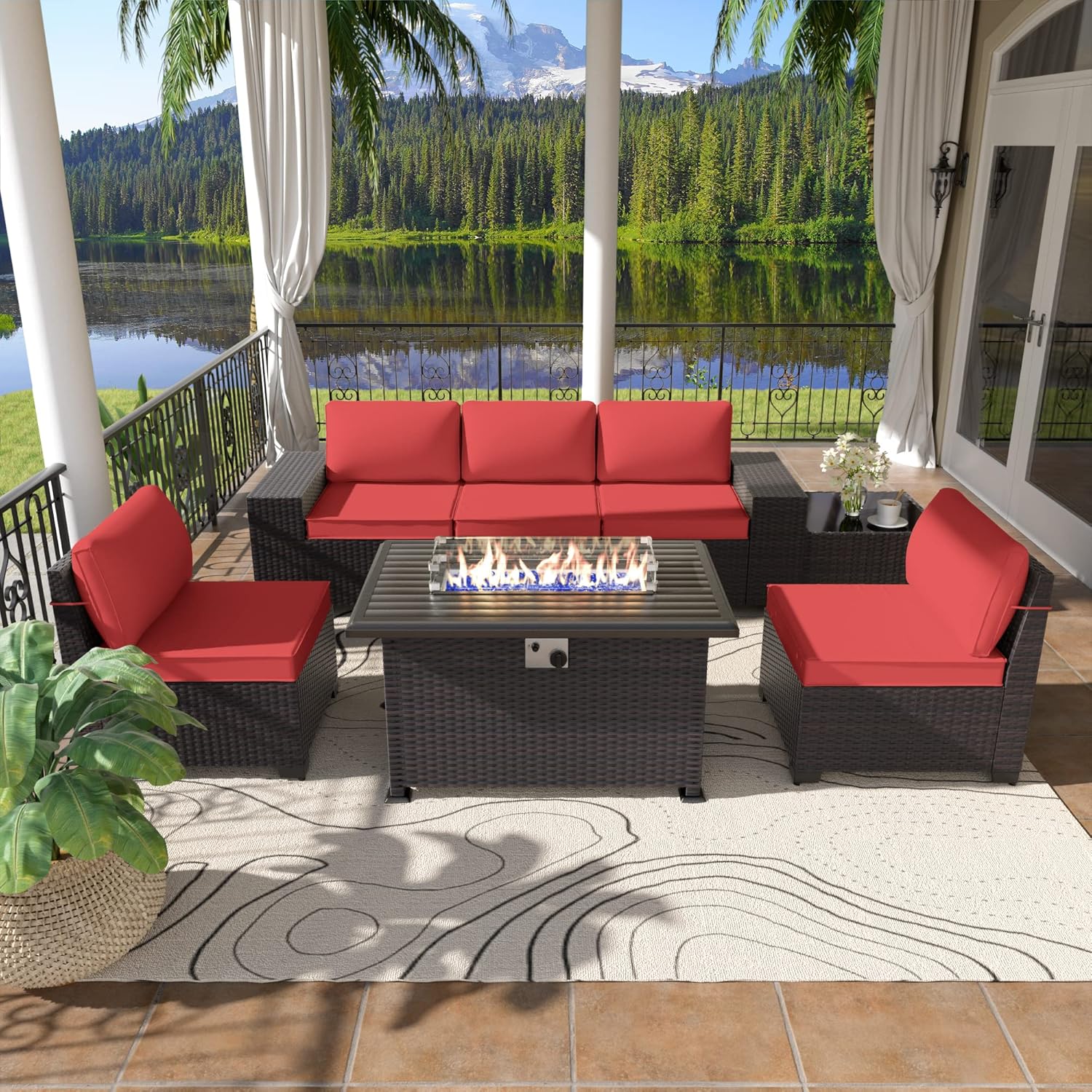 ALAULM LS-6PCS+FP-RED Patio-Conversation-Sets - View #7