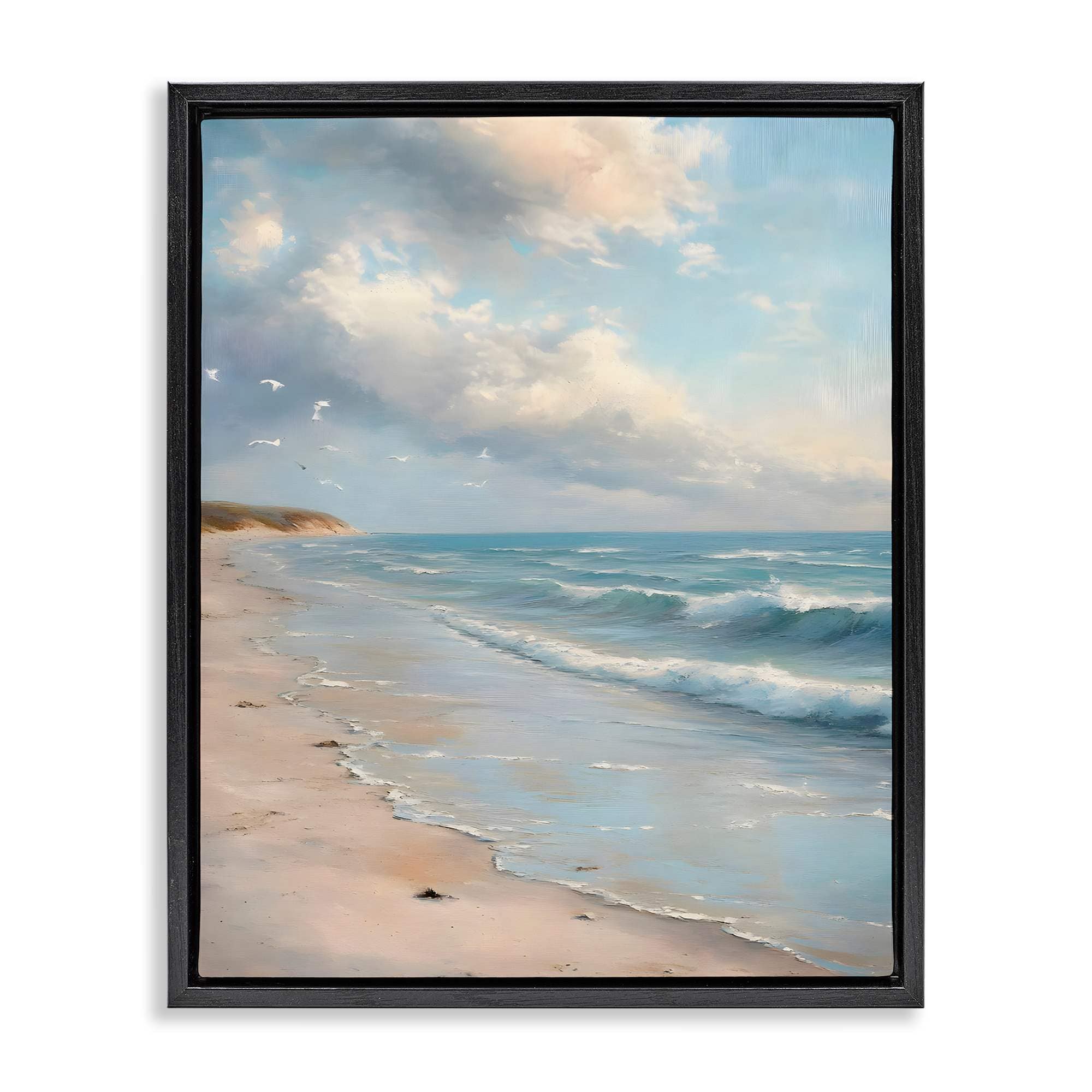 Stupell Industries BT-712-FFB-16X20 Where Seagulls Fly Beach View Floating Frame design by Franklyn Gregory