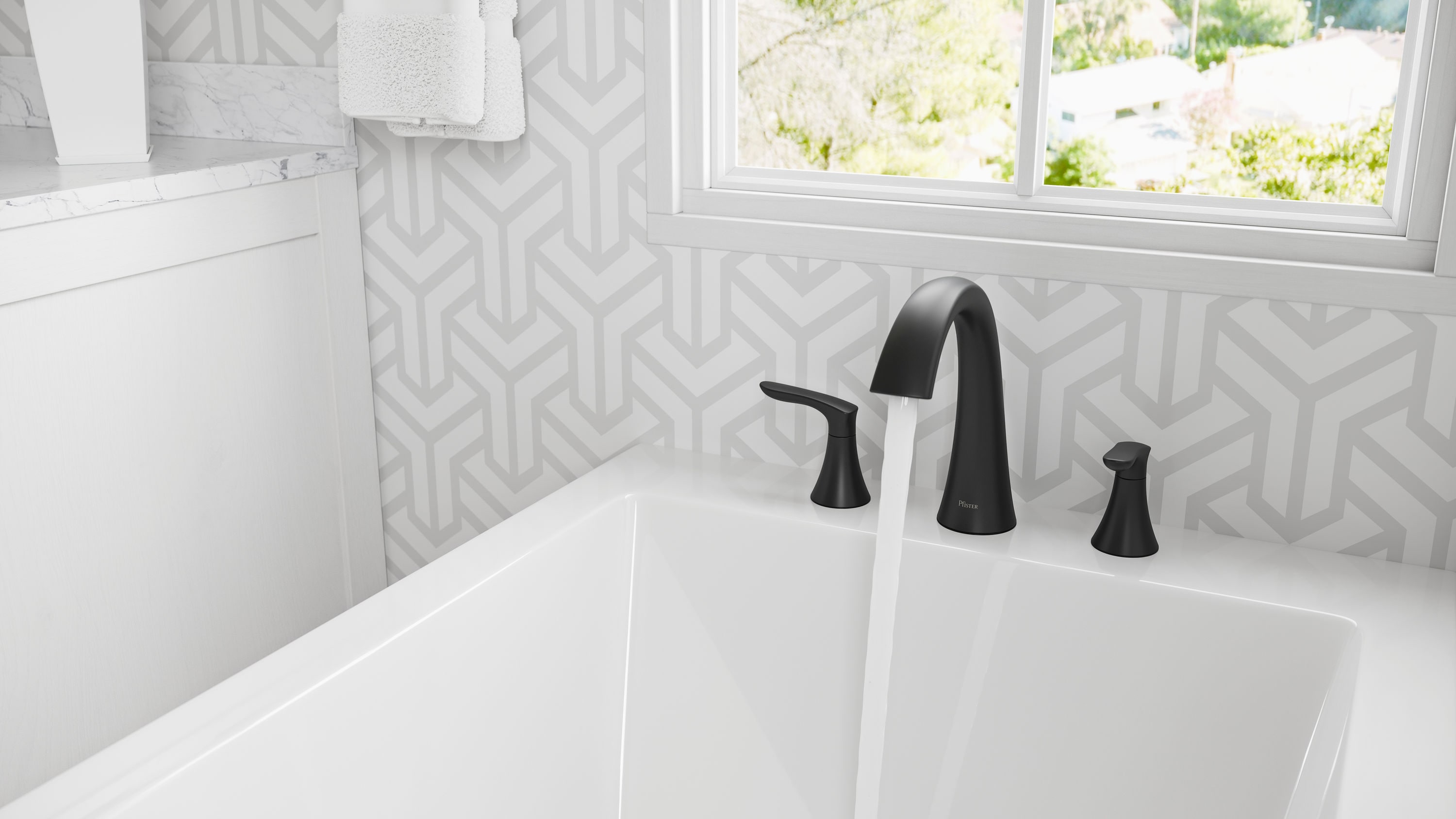 Weller Matte Black Double Handle Roman Tub Faucet
