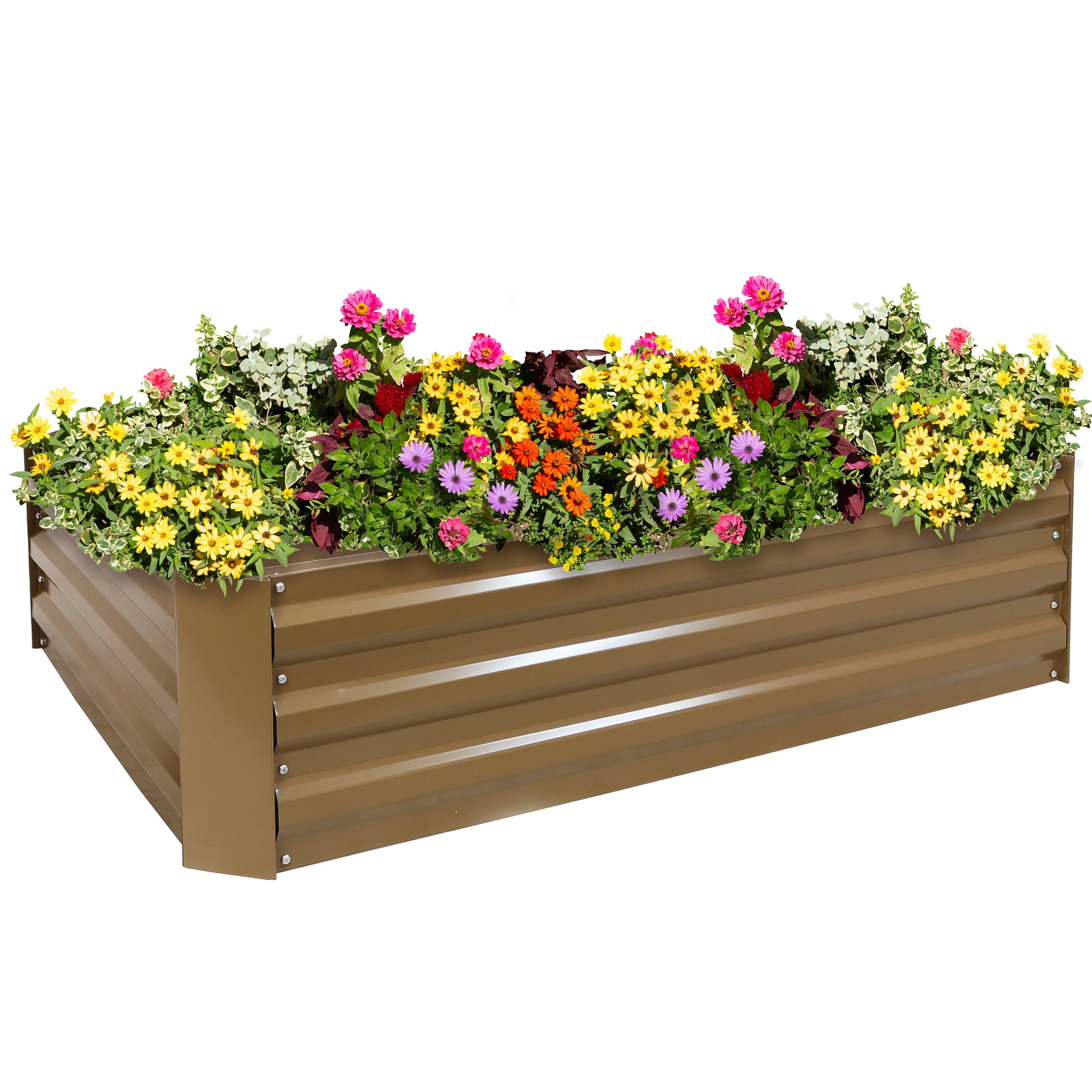 Sunnydaze Decor HB-444 47.5-in W x 35.5-in L x 11.75-in H Elevated Brown Galvanized Metal Raised Garden Bed
