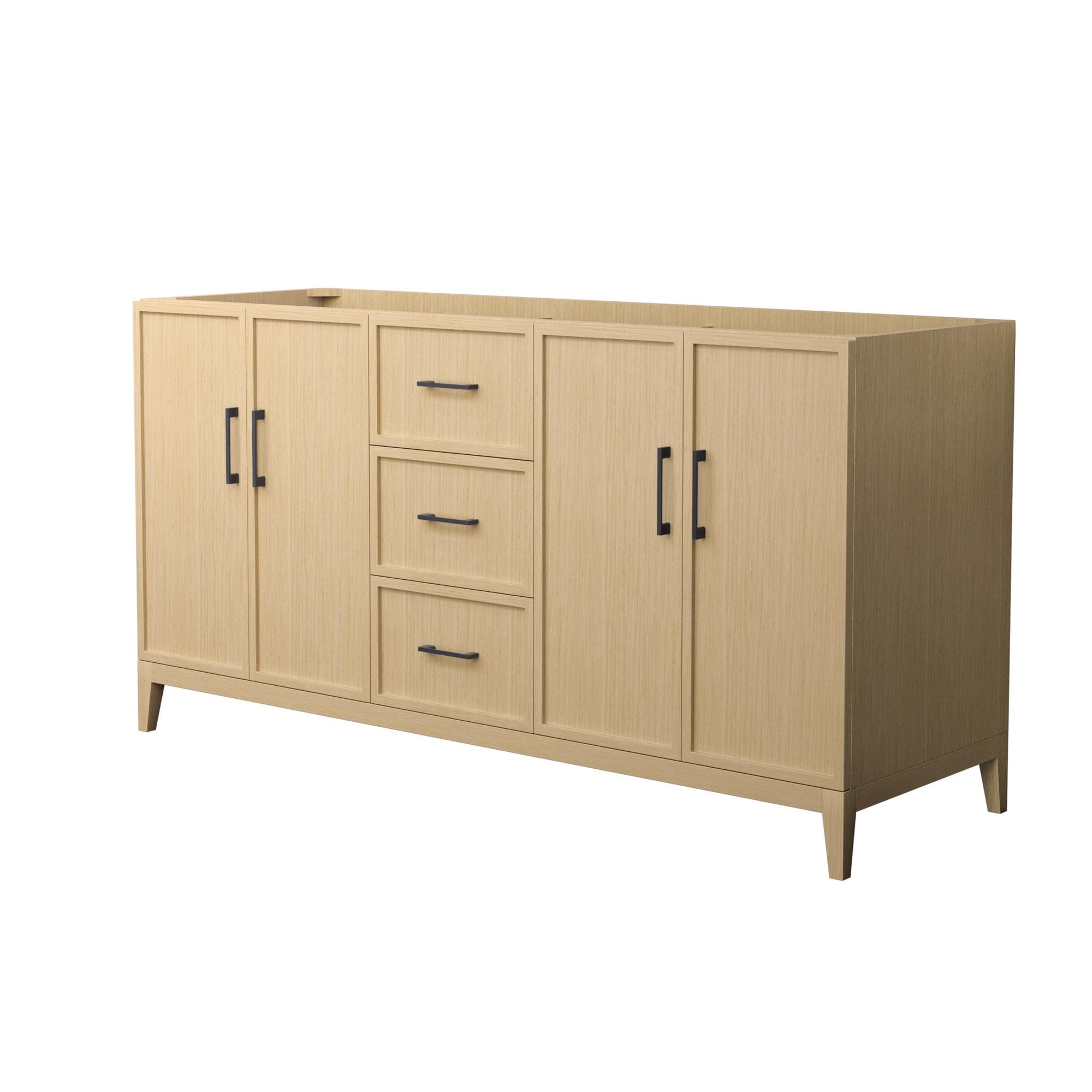 Wyndham Collection WCH717166DHBCXSXXMXX Elan 66-in White Oak with Matte Black Trim Bathroom Vanity Base Cabinet without Top