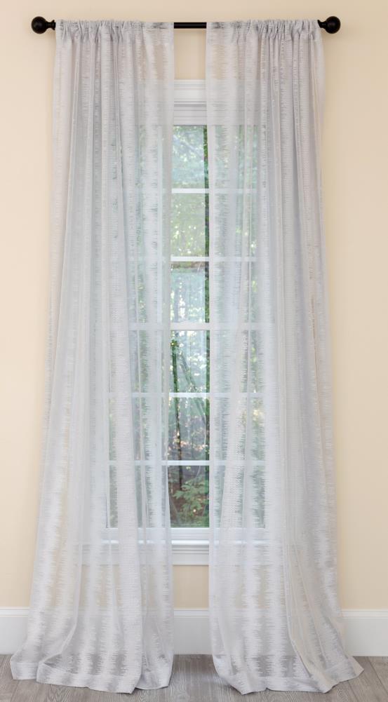 MANOR LUXE ML1907454108GY 108-Inches Gray Sheer Rod pocket Single curtain panel