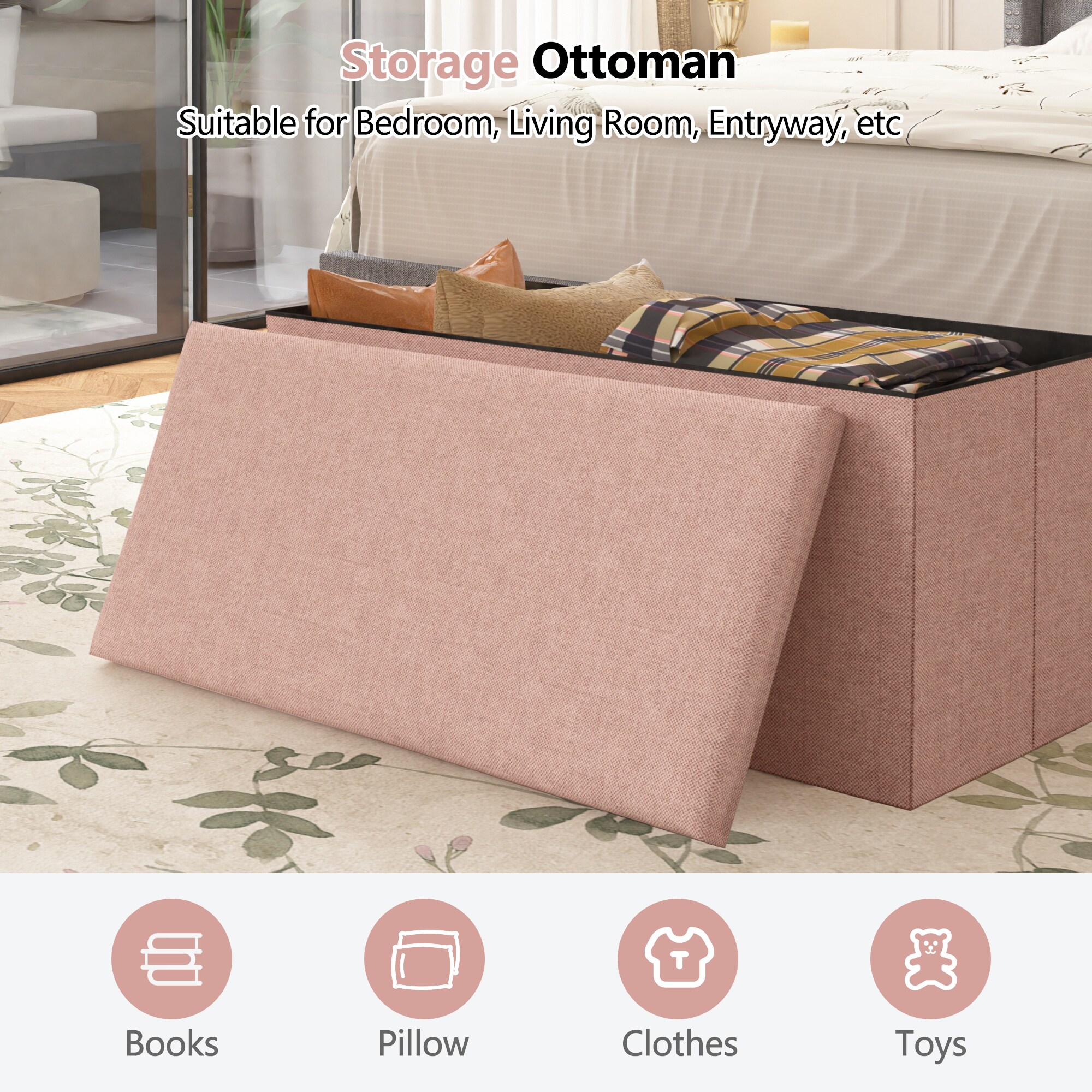 Vecelo LOE-BO-SN110-PNK Indoor-Ottomans - View #10