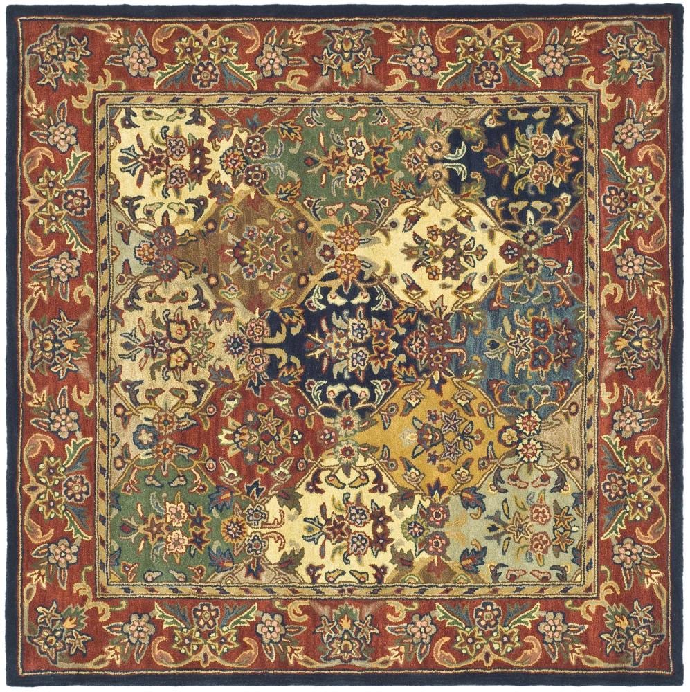 Safavieh HG911A-6SQ Heritage Abaya 6 x 6 (ft) Tufted Wool Multi/Burgundy Square Indoor Floral/Botanical Oriental Area rug