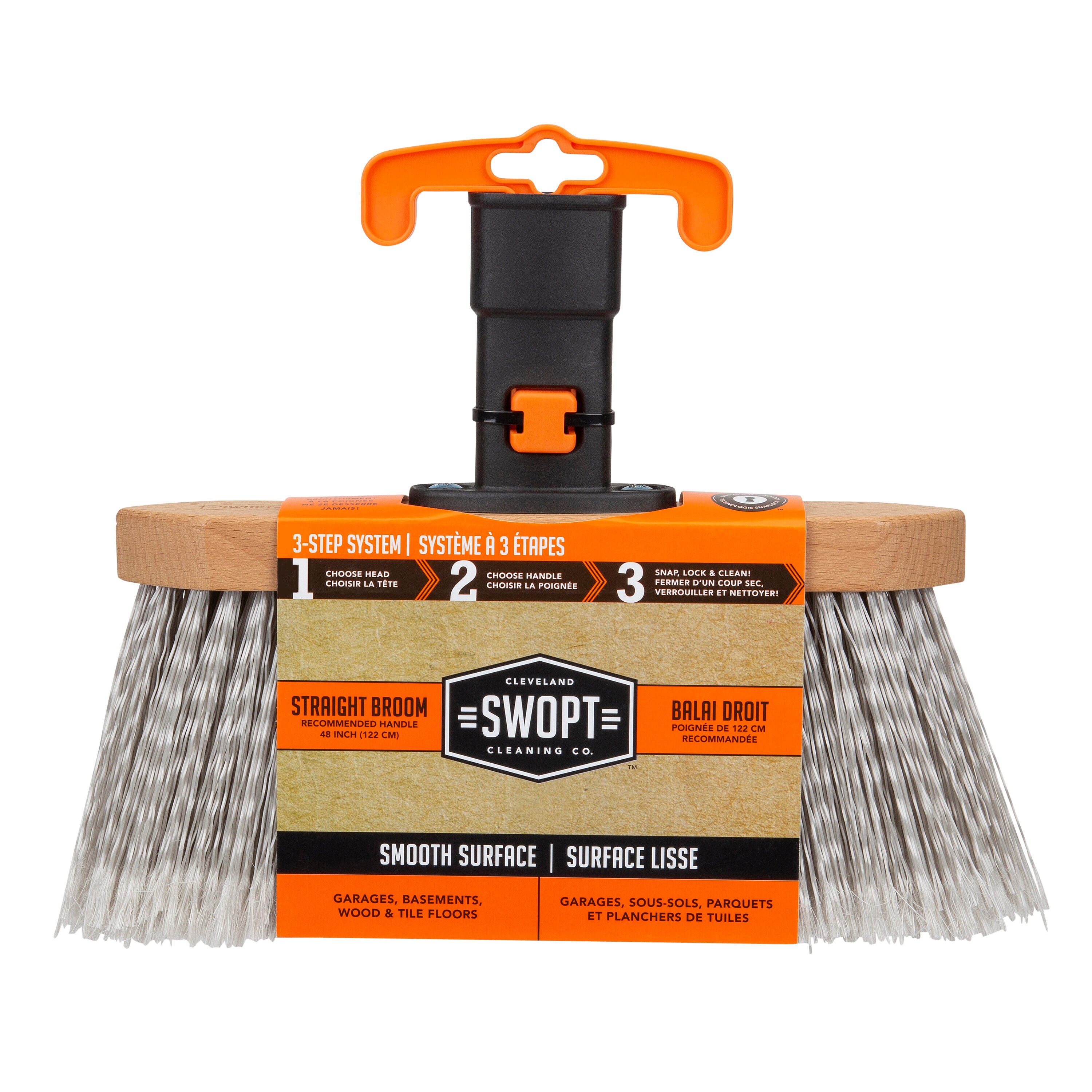 SWOPT Premium Multi-Surface Angle Broom, Cotton Mop + 48” & 60 EVA Foam  Comfort Grip Wooden Handles, Combo — Cleaning Heads with Long Handles