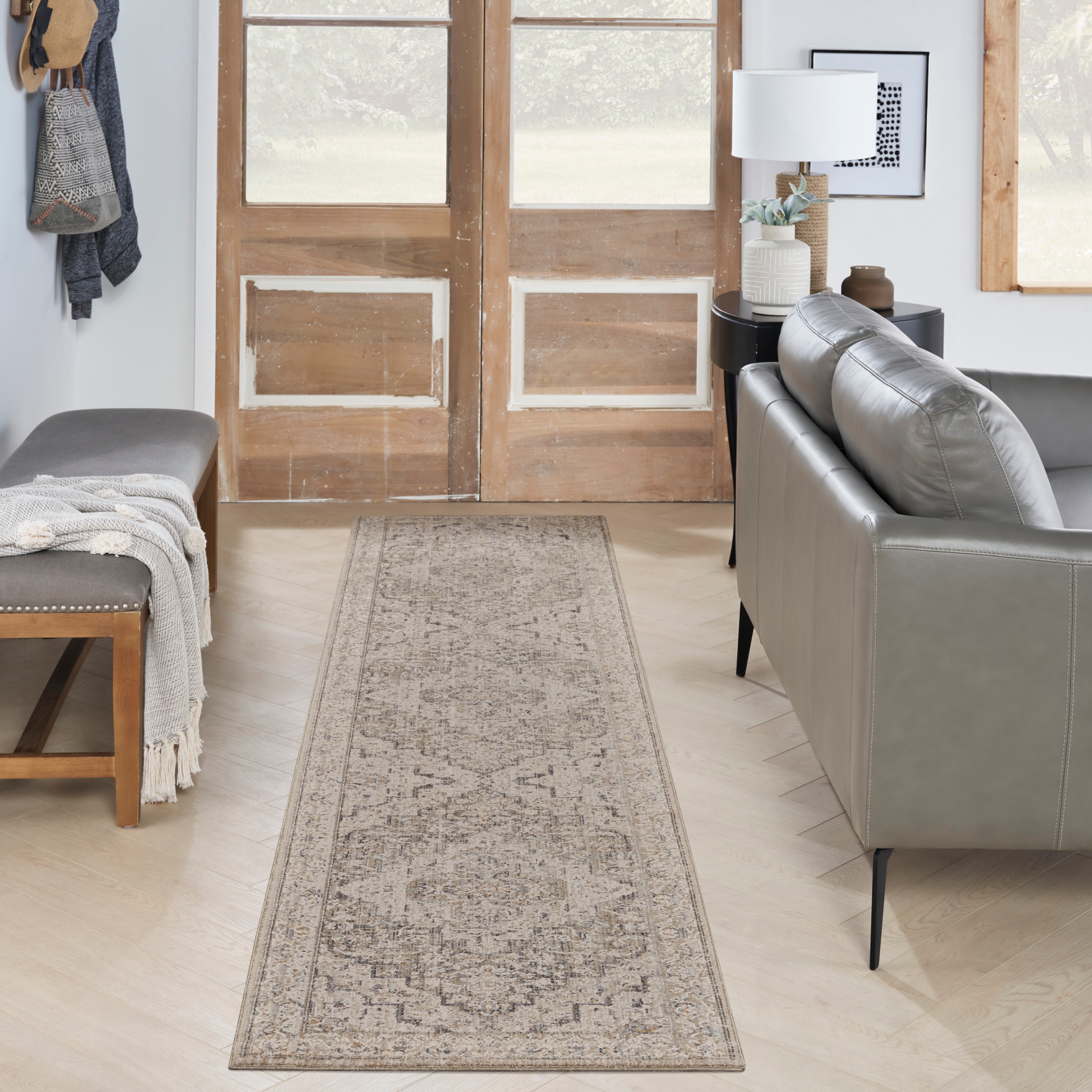 Nourison 099446105202 Nyle 2 x 10 (ft) Loomed Polyester Ivory Taupe Rectangular Indoor Tribal Vintage Runner rug