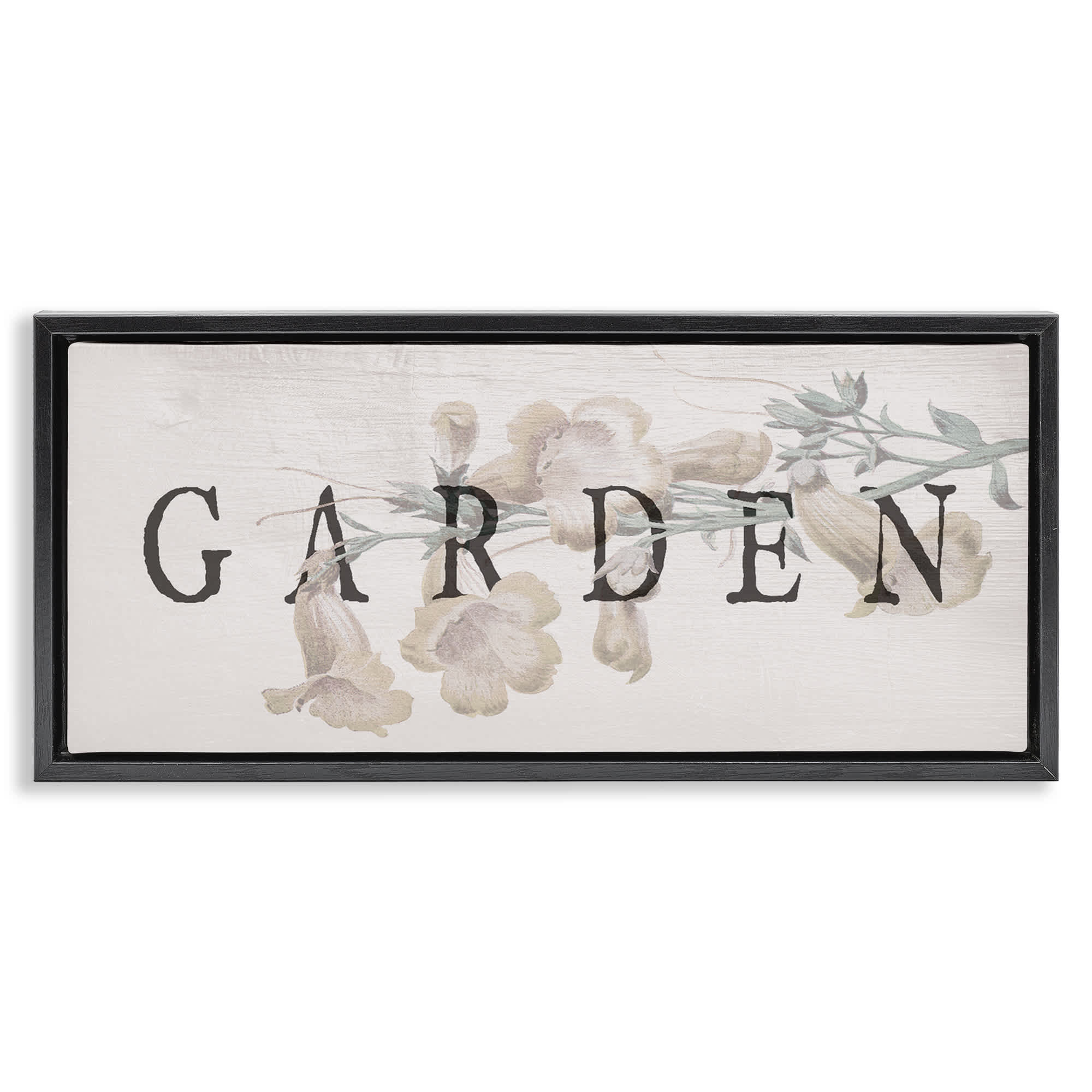 Stupell Industries BT-149-FFB-10X24 Rustic Garden and Flower Black Framed Floater Canvas Wall Art By Lil' Rue 25 x 11