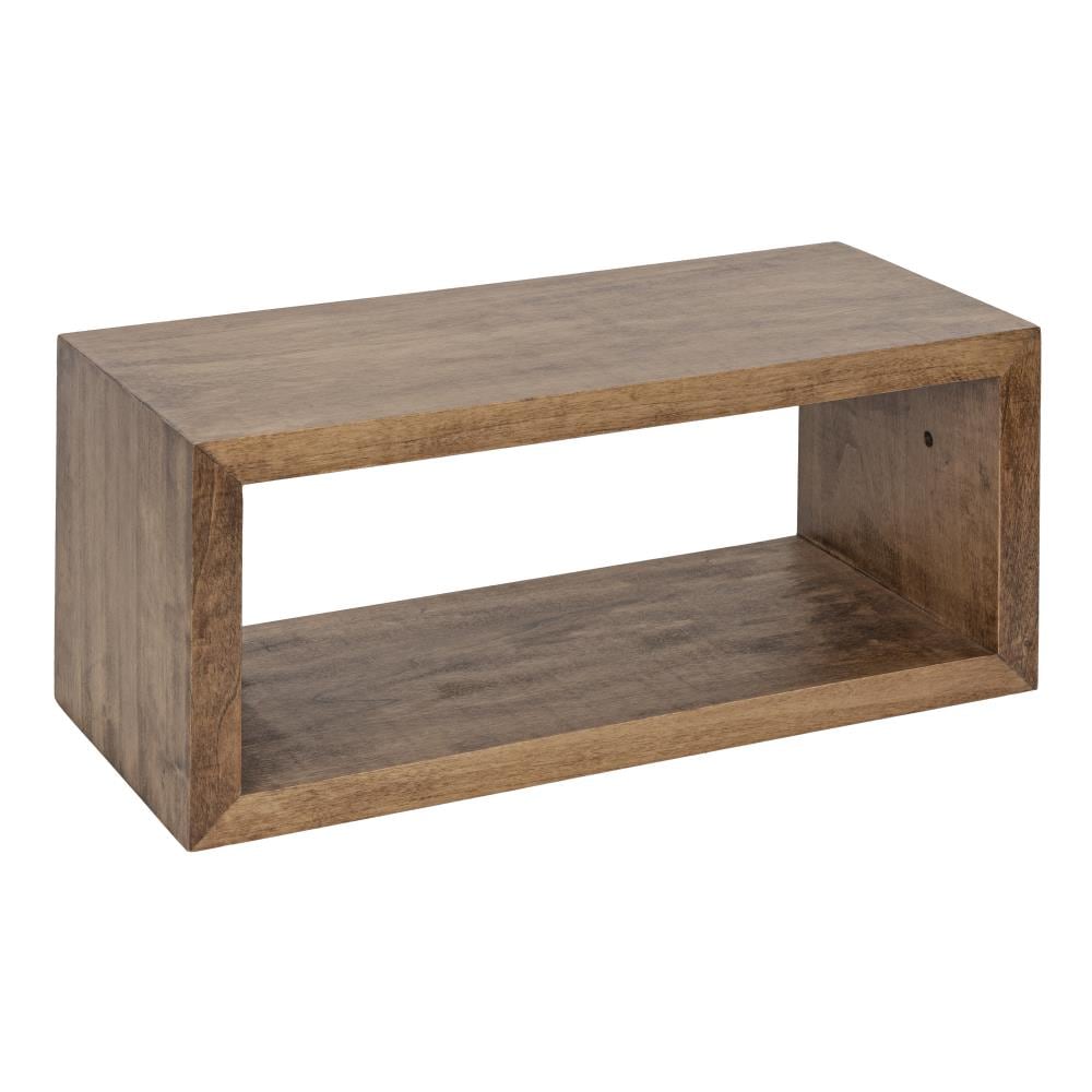 Kate and Laurel 218126 8-Inches L x 8-Inches D x 8-Inches H Rustic Brown Wood Rectangular Floating shelf