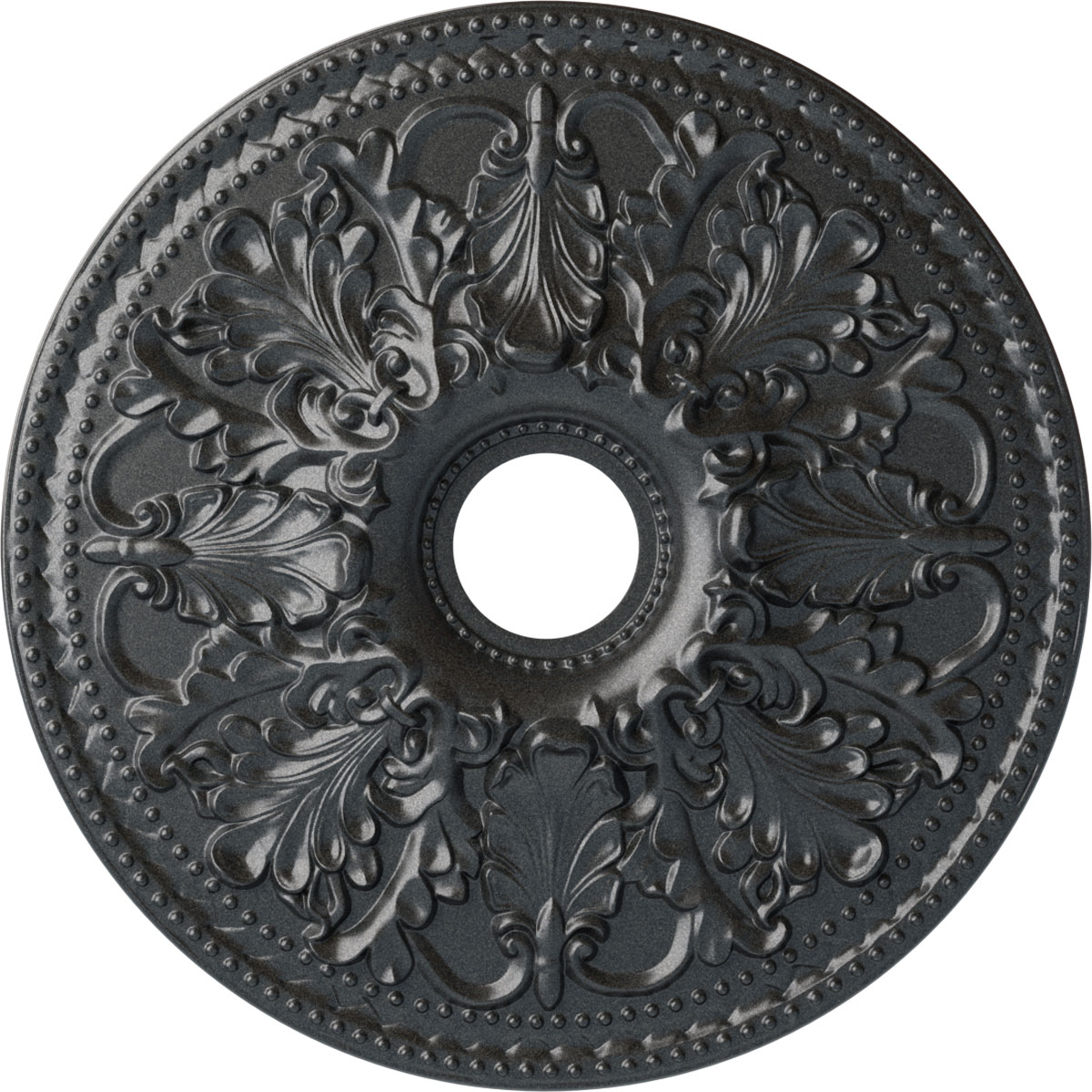 Ekena Millwork CM23ASPES Ashley 23.875-in W x 23.875-in L Painted Pewter Polyurethane Whole Ceiling Medallion