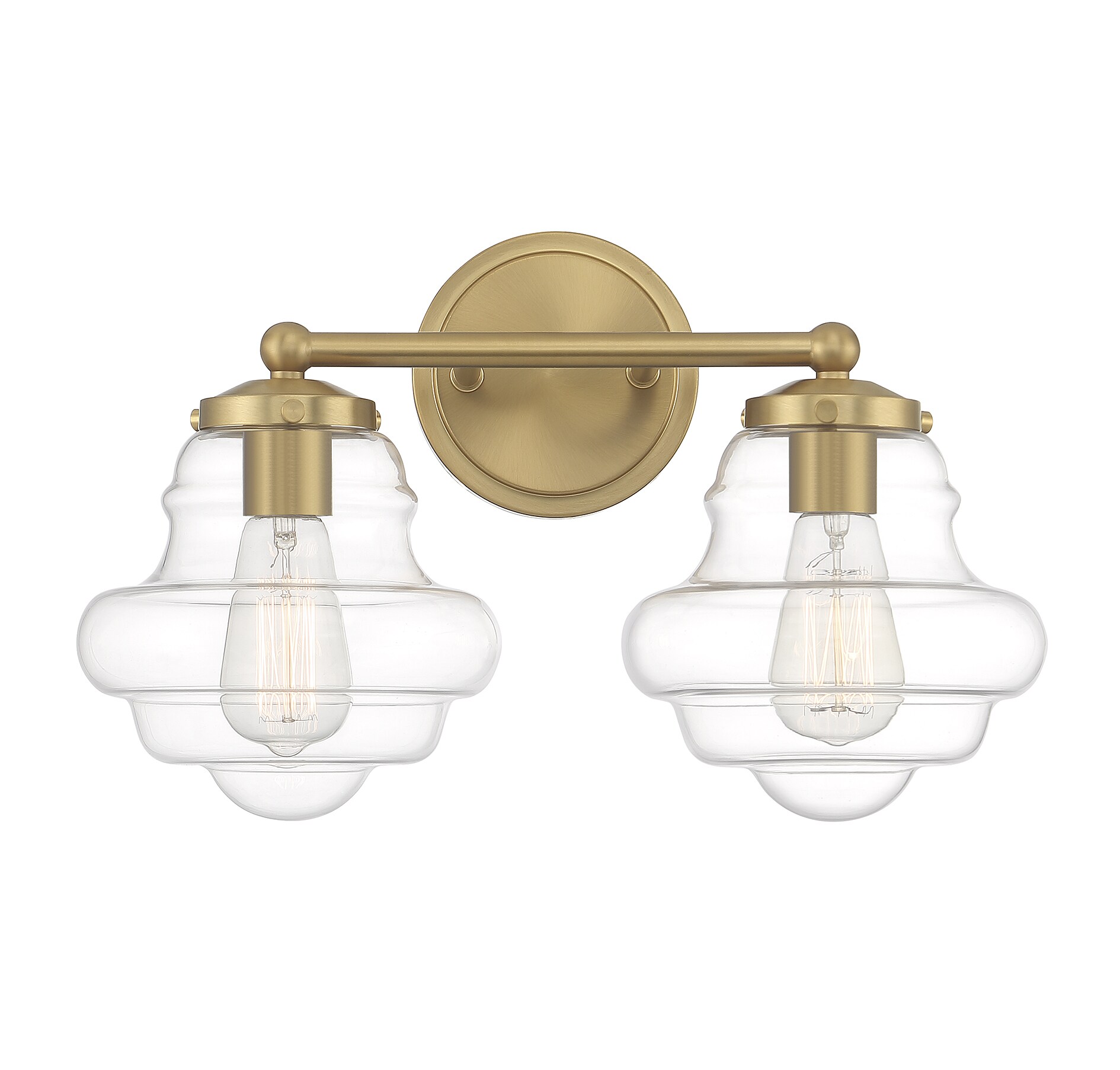 Meridian Lite Trends M80072NB Meridian 16.5-in 2 -Light Brushed Brass Industrial Vanity light