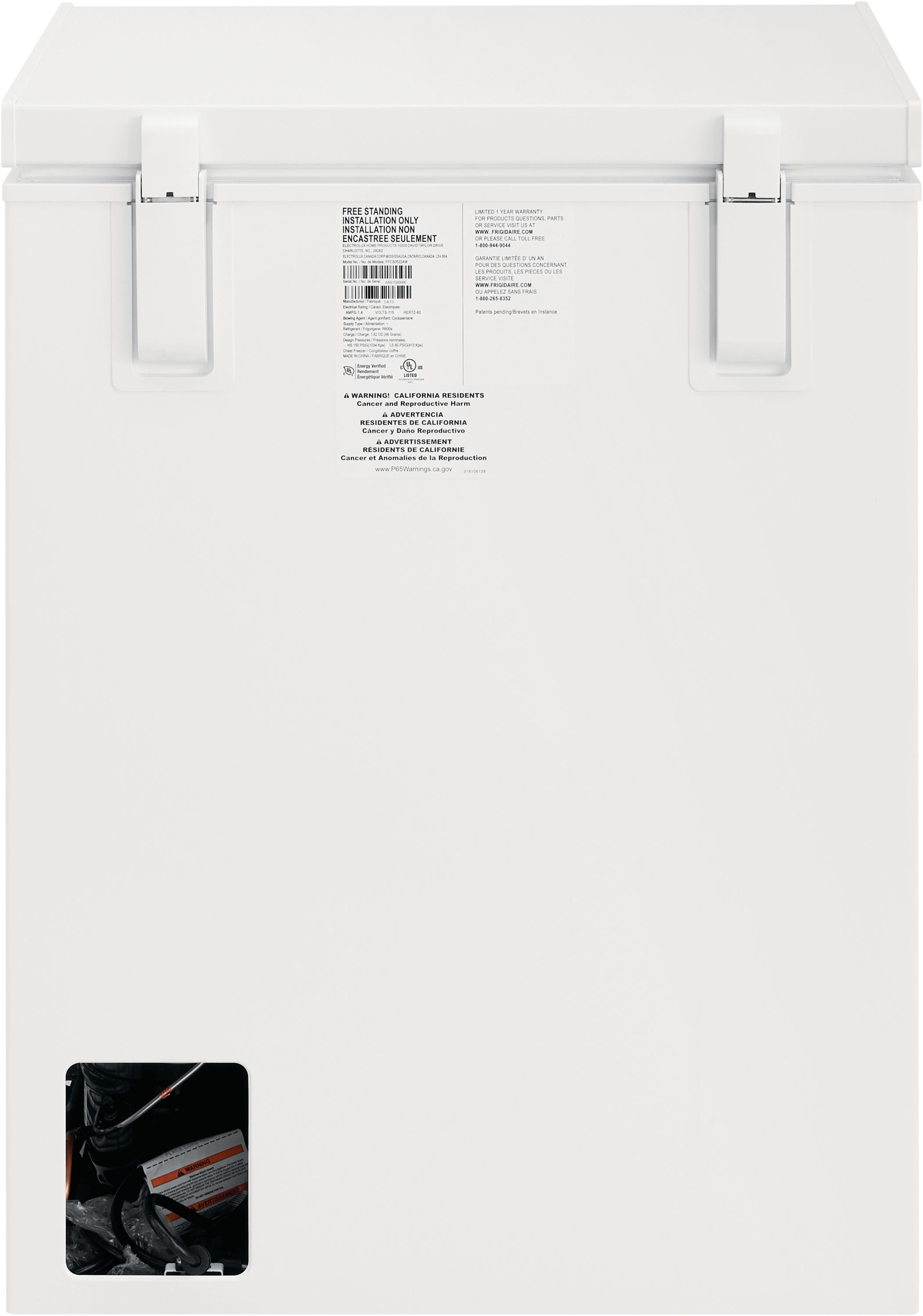 5 cu. ft. Manual Defrost Chest Freezer in White
