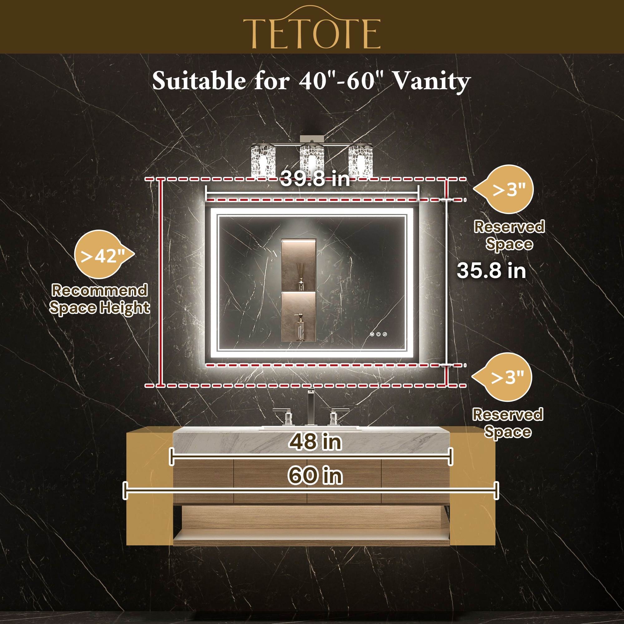 TETOTE LSC-TE-4030-B64 Framed-Bath-Mirrors - View #3