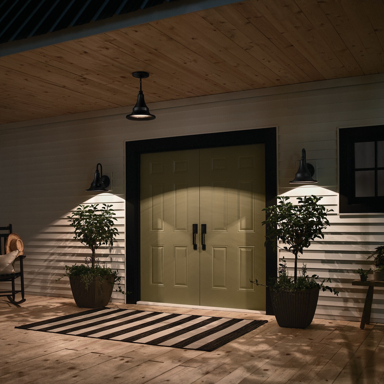 Hampshire Textured Black Bell-Shaped Outdoor Wall Light