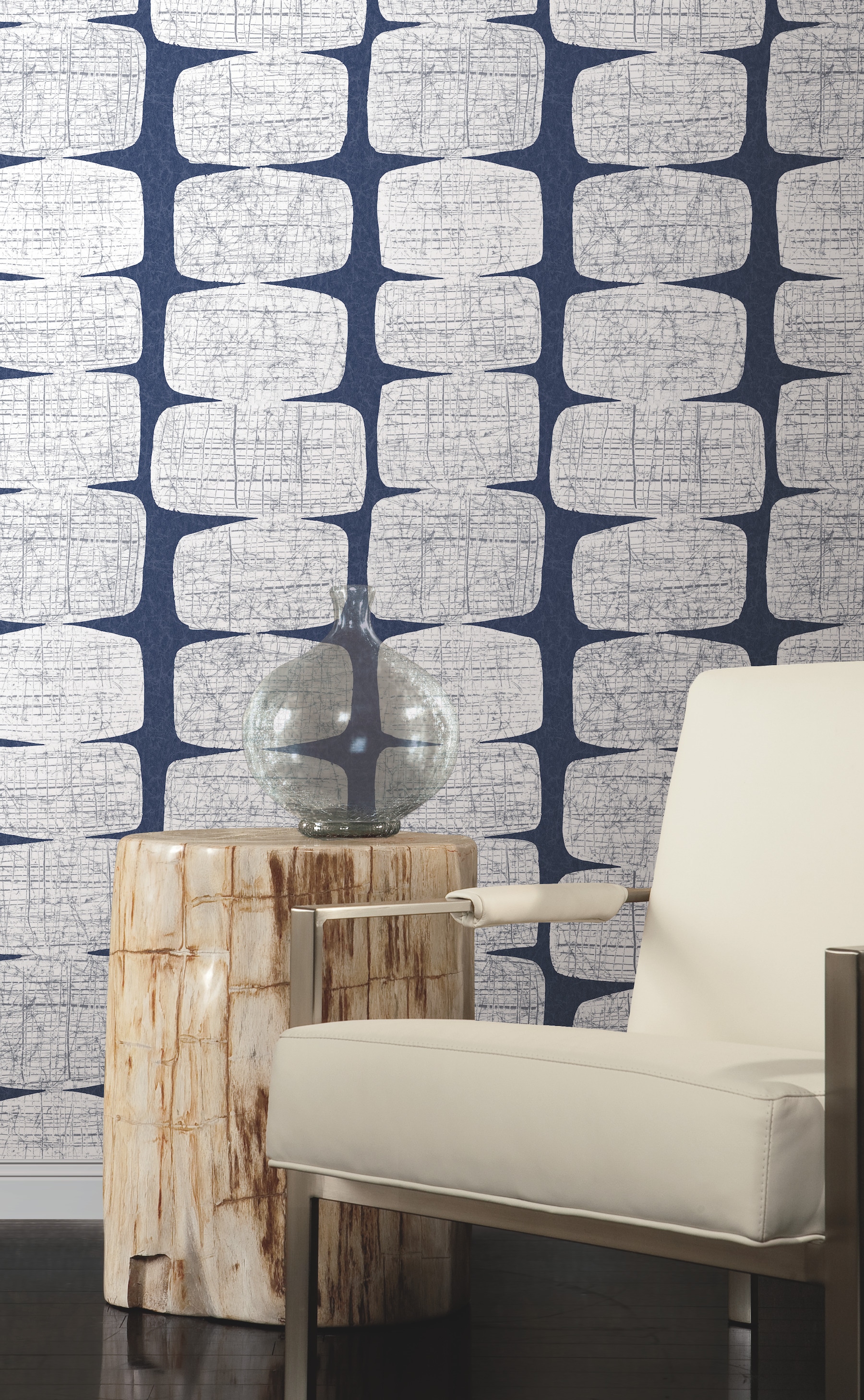 RoomMates RMK12346PL 30.75-Sq. Feet Blue Vinyl Geometric Self-adhesive Peel and Stick Wallpaper