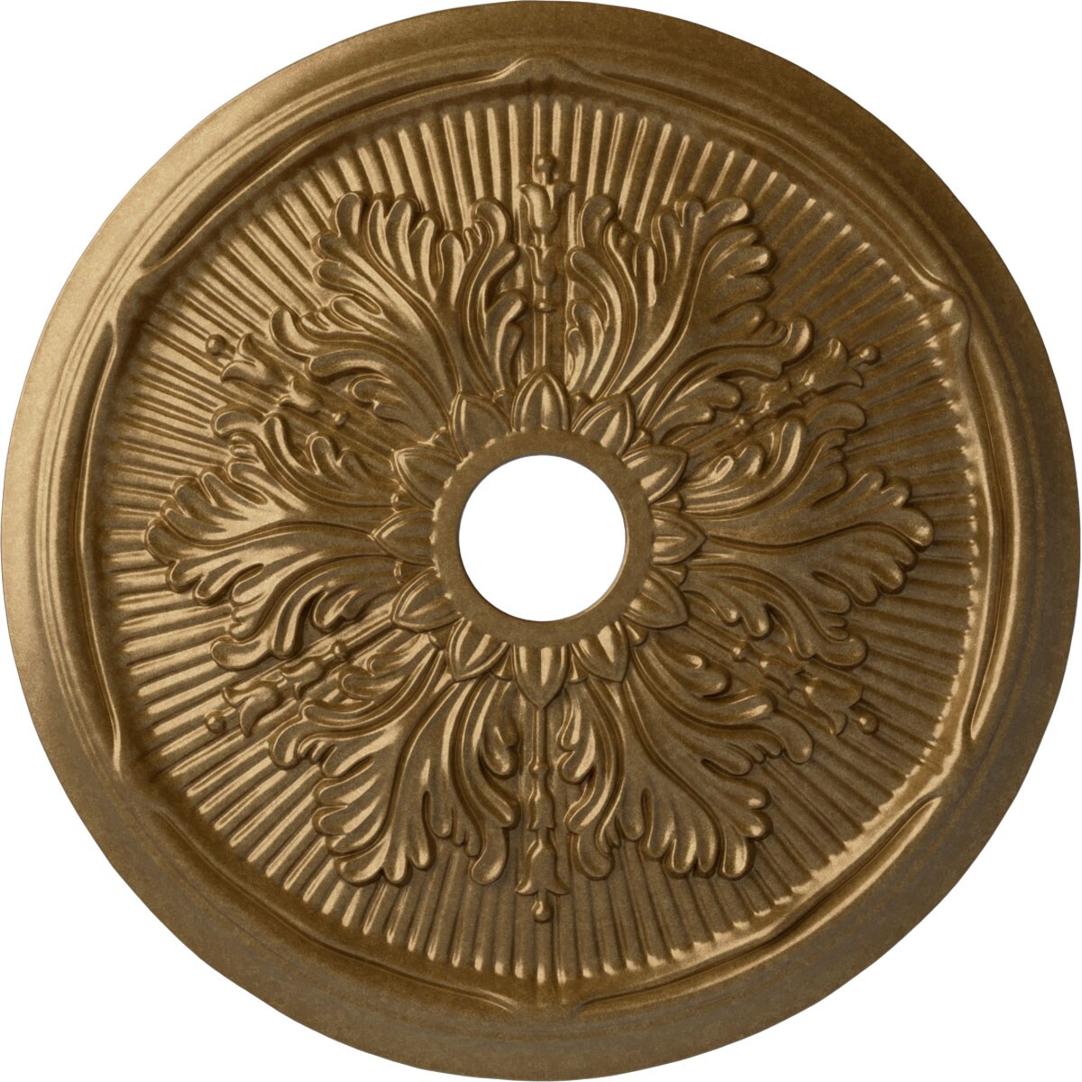 Ekena Millwork CM23LUPAS Luton Leaf 23.75-in W x 23.75-in L Painted Pale Gold Polyurethane Whole Ceiling Medallion